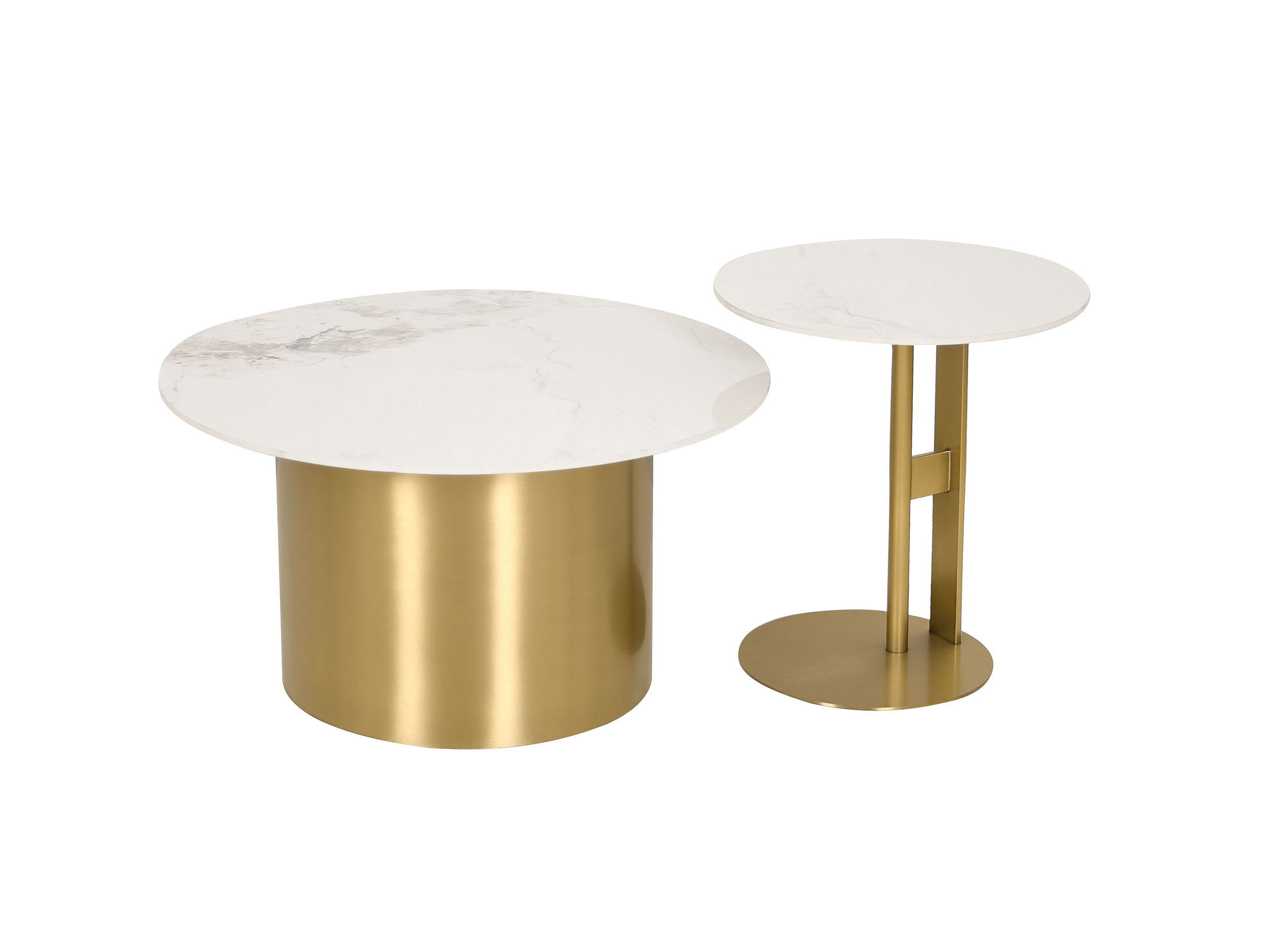 Livin Hill Couchtisch Set Modig Goldene Beine, weiße Tischplatte M53