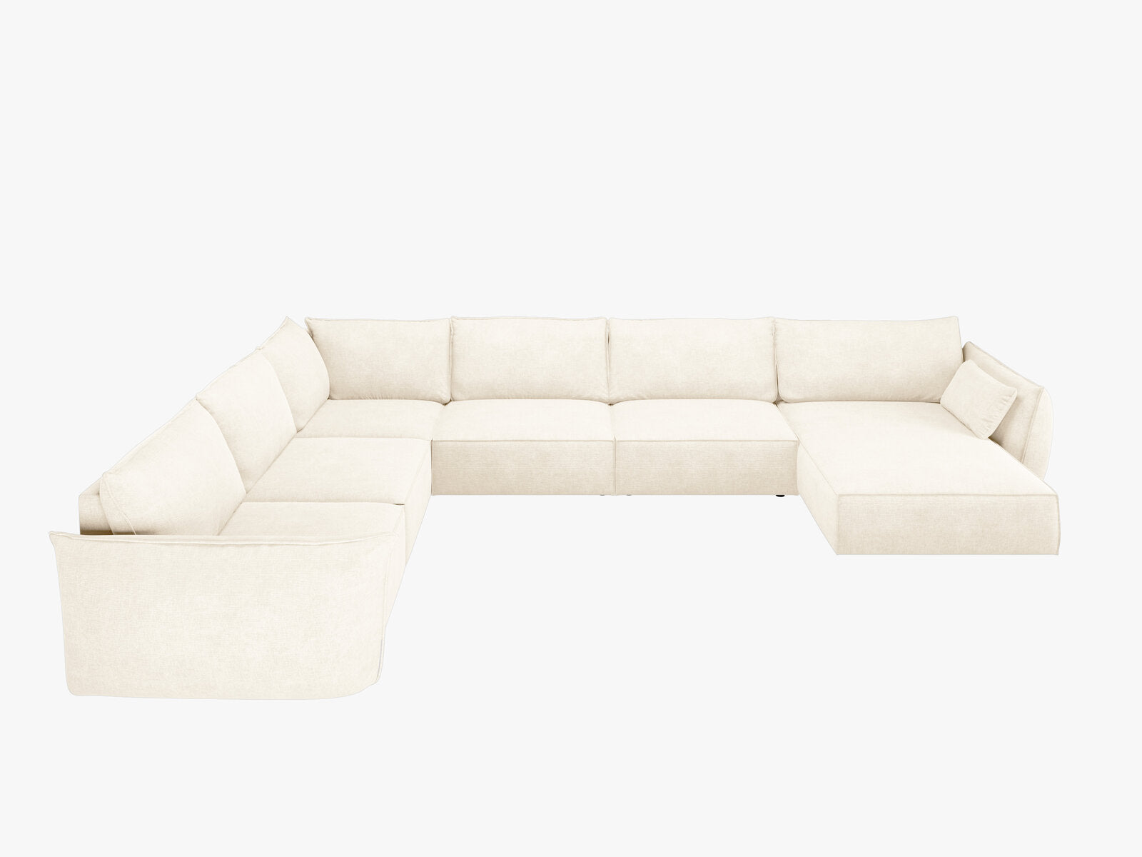Micadoni Panorama-Ecksofa Kaelle 8-Sitzer Links Chenille Over The Horizon Helles Beige