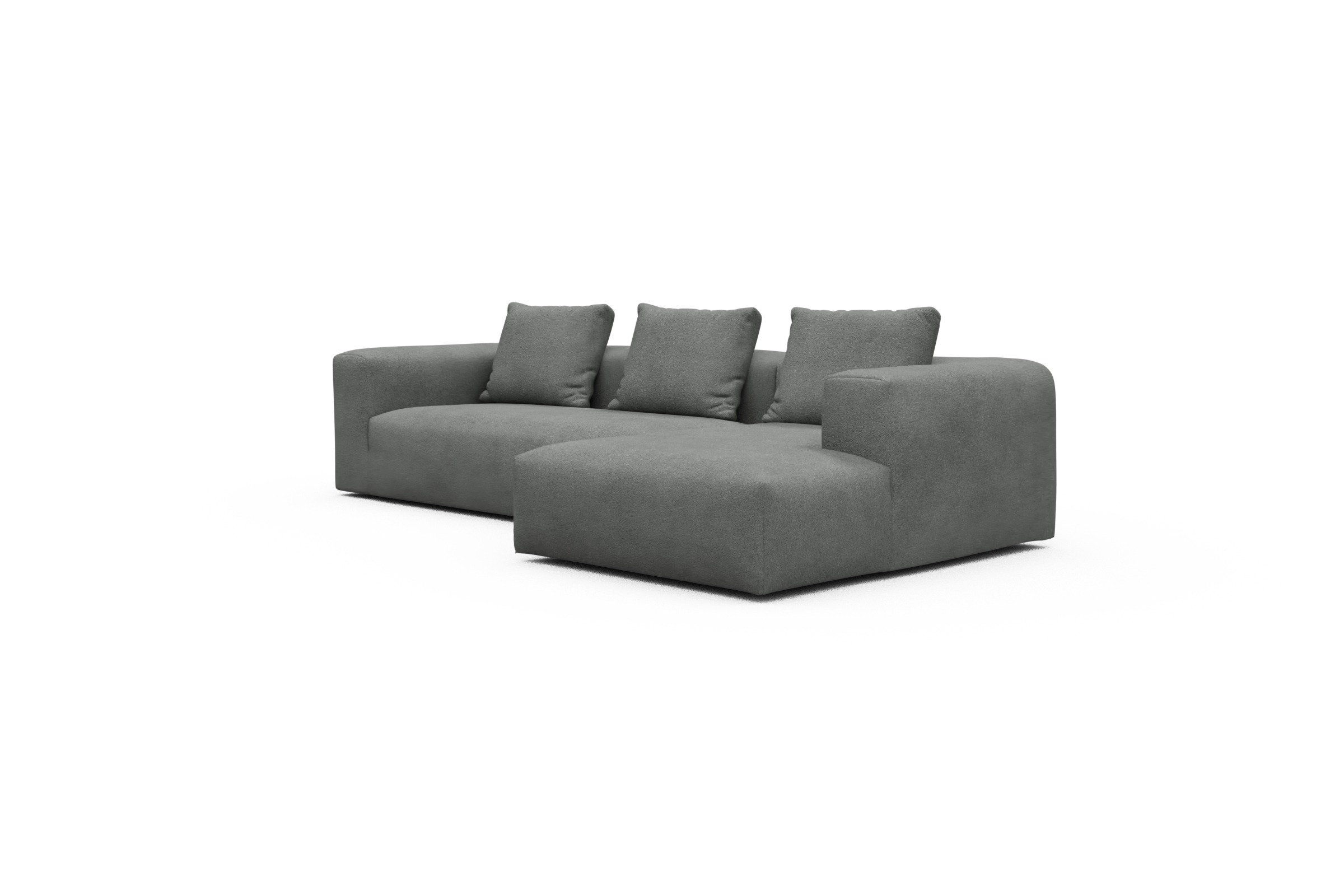 Ecksofa Fred Chaiselongue rechts mit 2,5-Sitzer Boucle-Ash-Grey