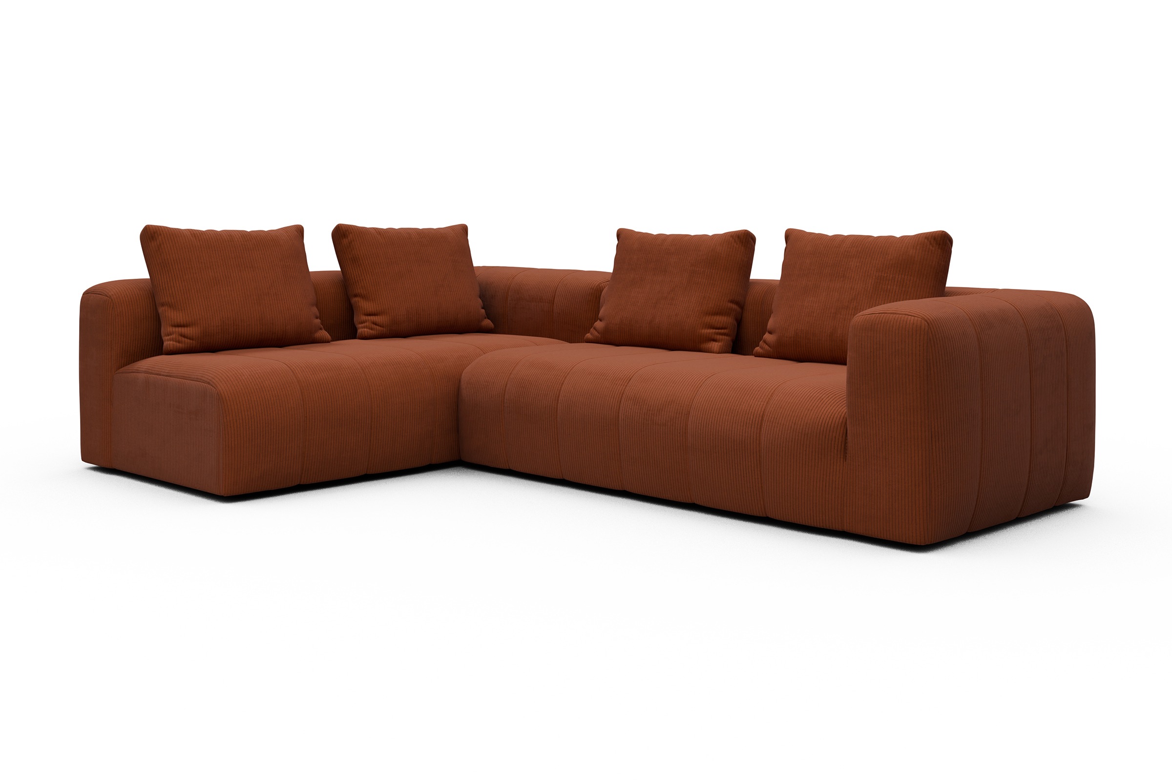 Ecksofa Hugo 2x 2,5-Sitzer Armlehne rechts Corduroy-Burnt-Orange