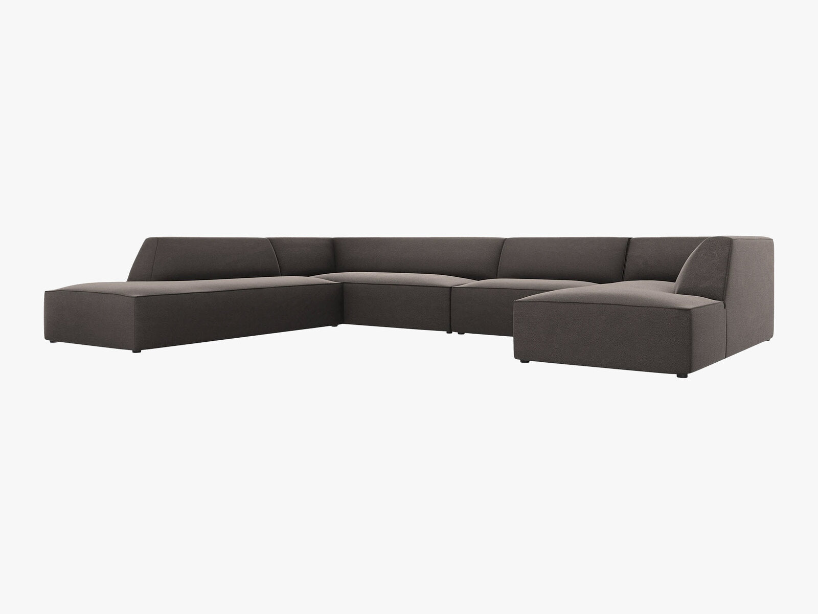 Micadoni Panorama-Ecksofa Ruby 7-Sitzer Links Samt Salvador Dunkelgrau