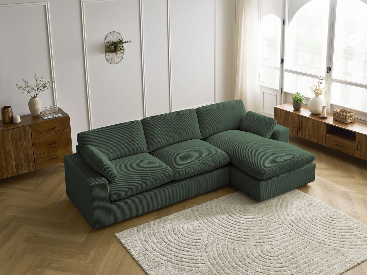 Bobochic Belair Ecksofa 280 × 139 cm Cordsamt Grün