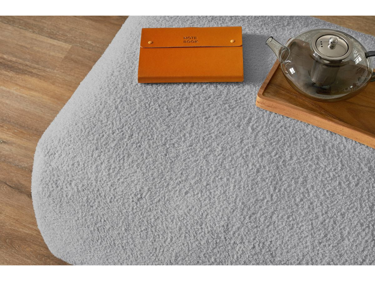 Bobochic Envy Schlafsofa 3-Sitzer mit Bettkasten und rechteckigem Pouf Bouclé-Stoff Hellgrau
