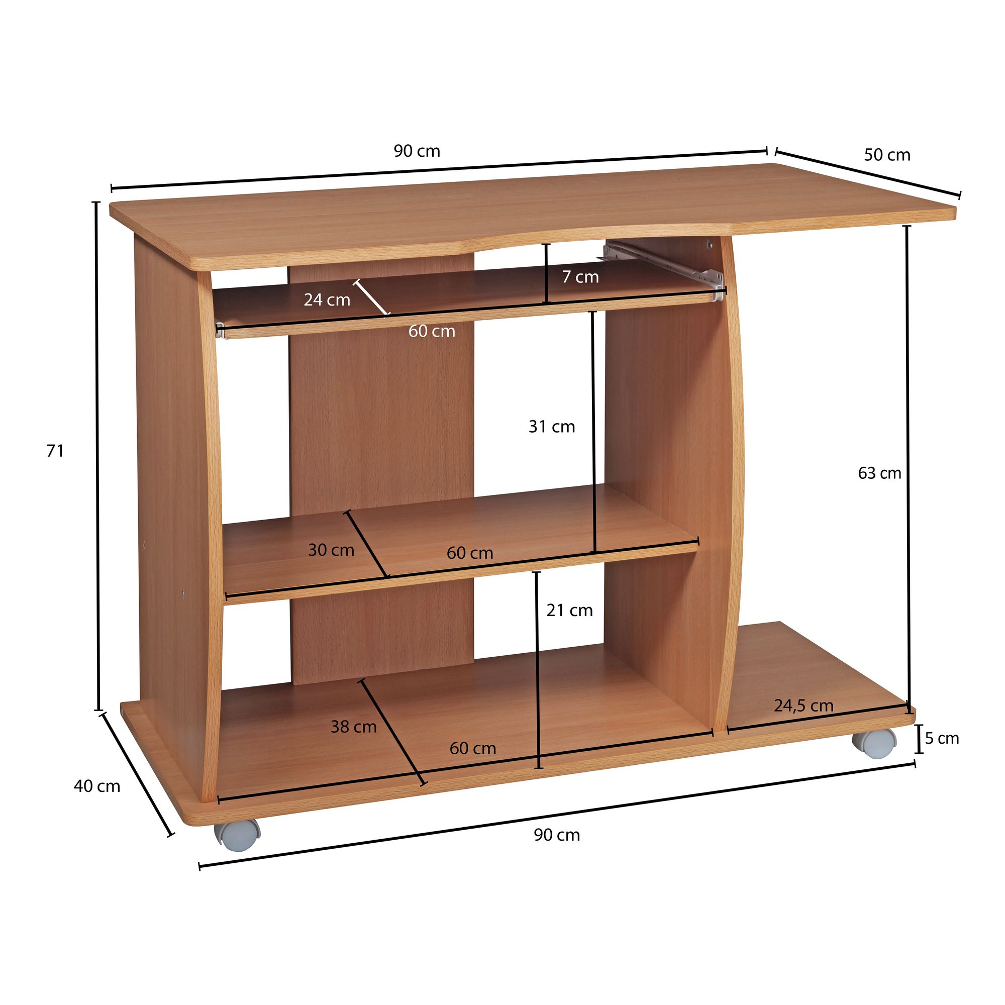 Computertisch Dovre Sonoma 90 × 50 × 71 cm