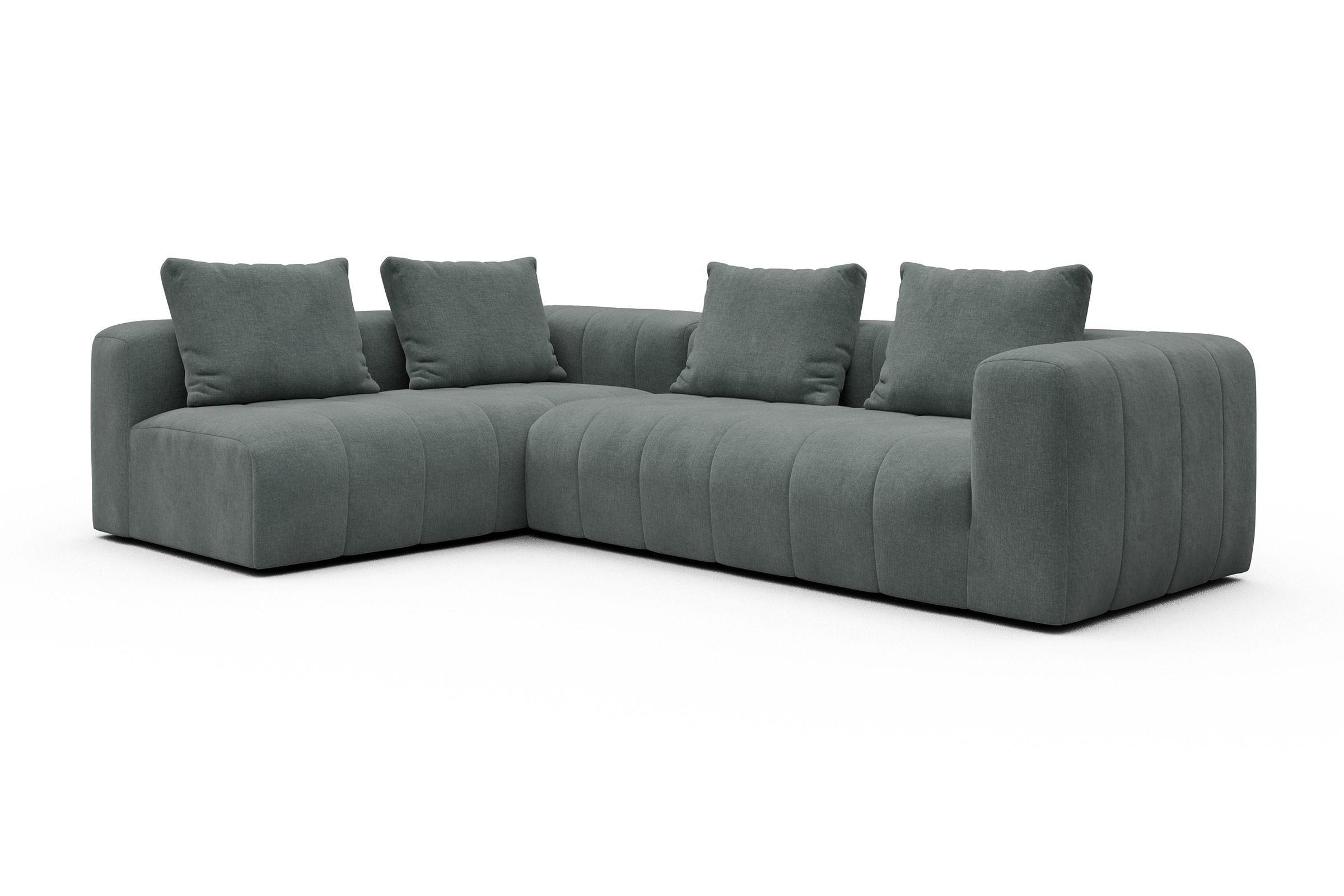 Ecksofa Hugo 2x 2,5-Sitzer Armlehne rechts Smooth-Silver-Grey