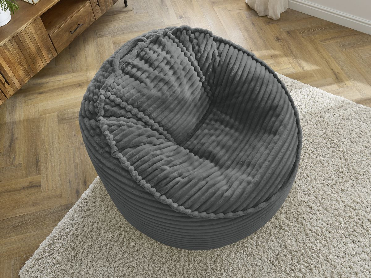 Bobochic Socrate Pouf Breitcord weich Dunkelgrau