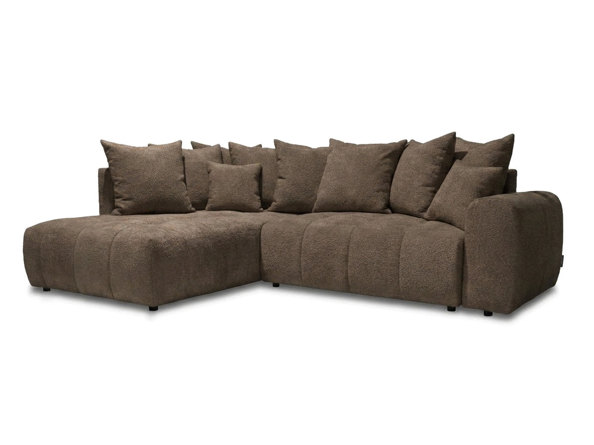 Bobochic Roxelane Ecksofa mit Schlaffunktion und Bettkasten Bouclé-Stoff Braun Ecke links