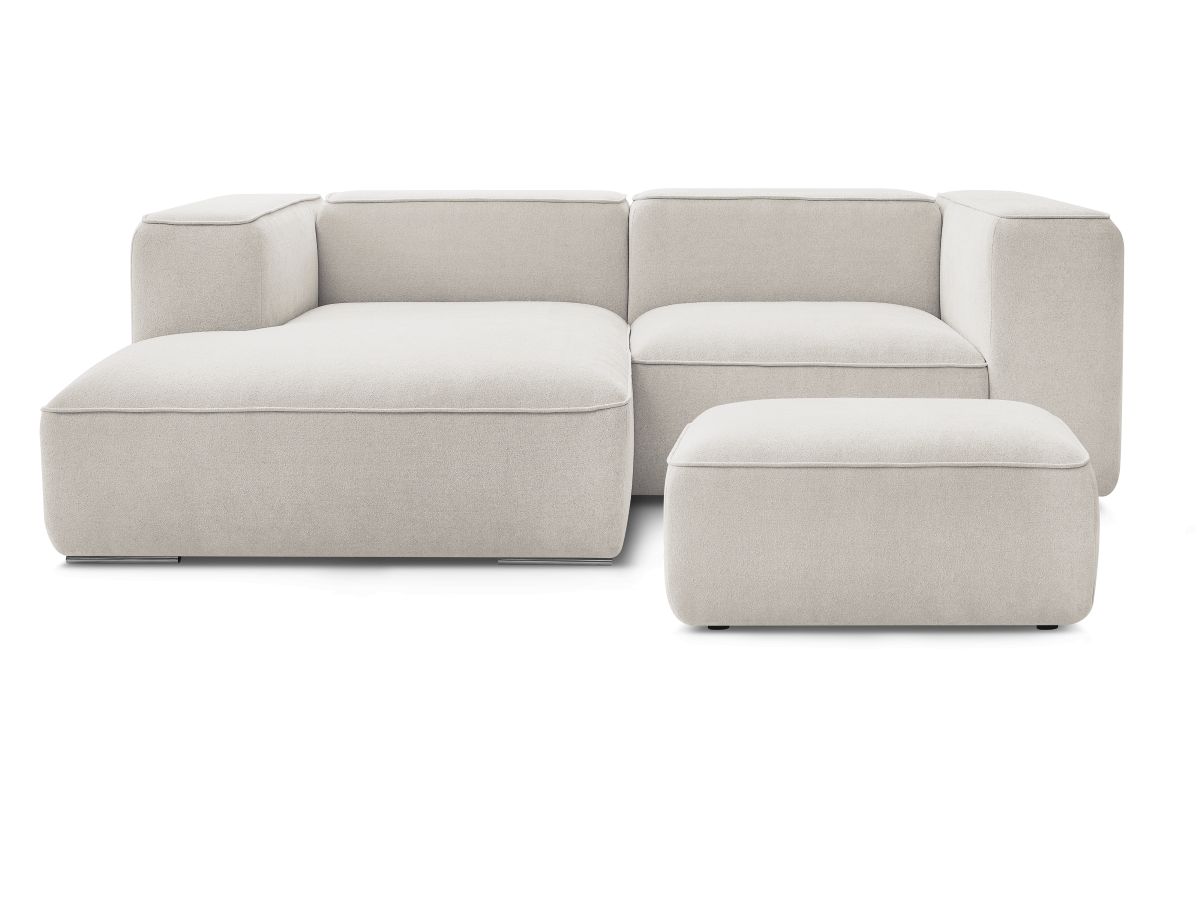Bobochic Zephyr Ecksofa mit Pouf 260 × 165 cm Strukturstoff Beige Ecke links