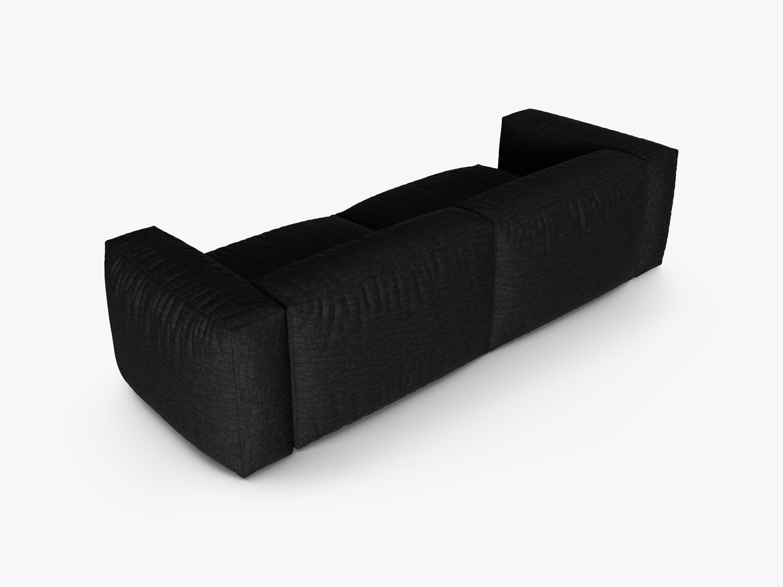 Micadoni Sofa Martina 3-Sitzer 90cm Sitztiefe Strukturierter Stoff Boston Schwarz