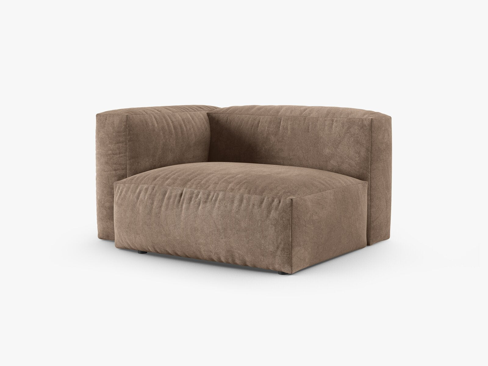 Micadoni Eckmodul mit Armlehne Martina 1-Sitzer 90cm Sitztiefe Links Samt Vogue Dunkelbeige