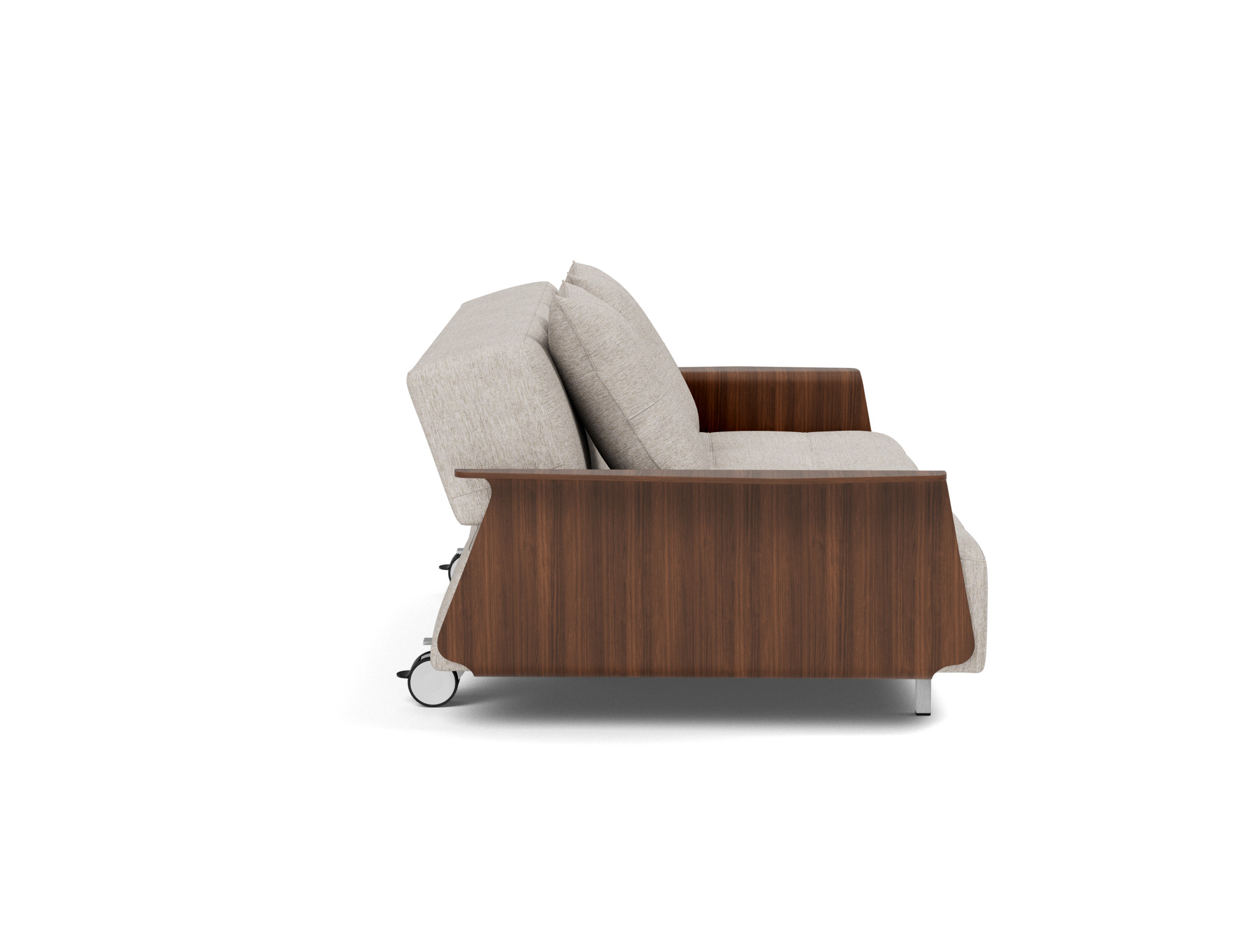 Schlafsofa Long Horn D.E.L. mit Armlehnen Chenille Yuveno 471-Sand