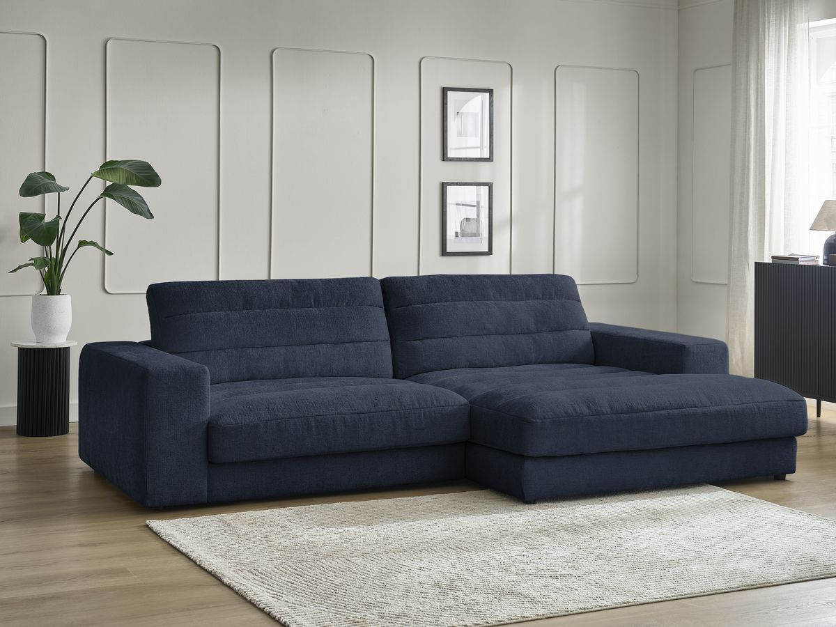 Bobochic Sierra Ecksofa Strukturstoff Dunkelblau Ecke rechts