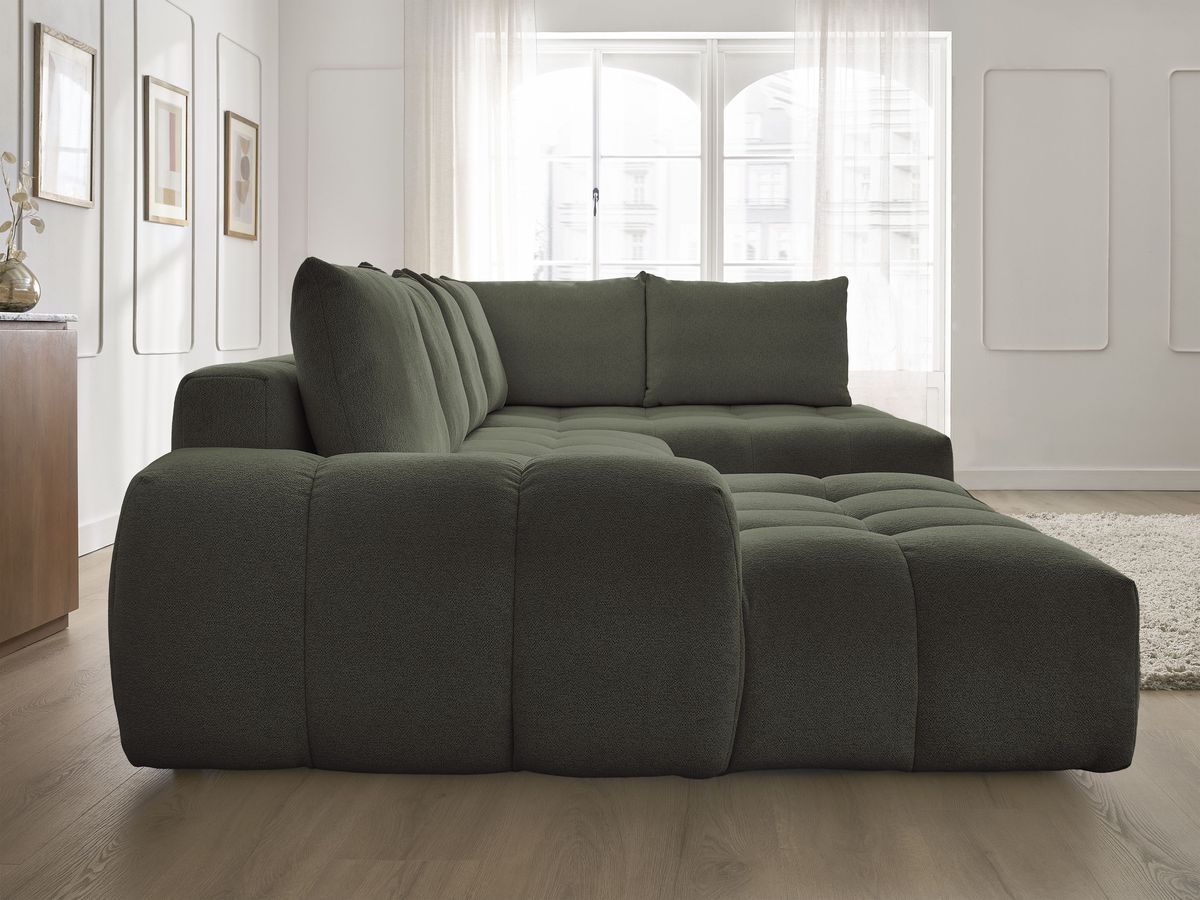 Bobochic Everest Wohnlandschaft, 6 Kissen Melange-Stoff Grün Ecke links