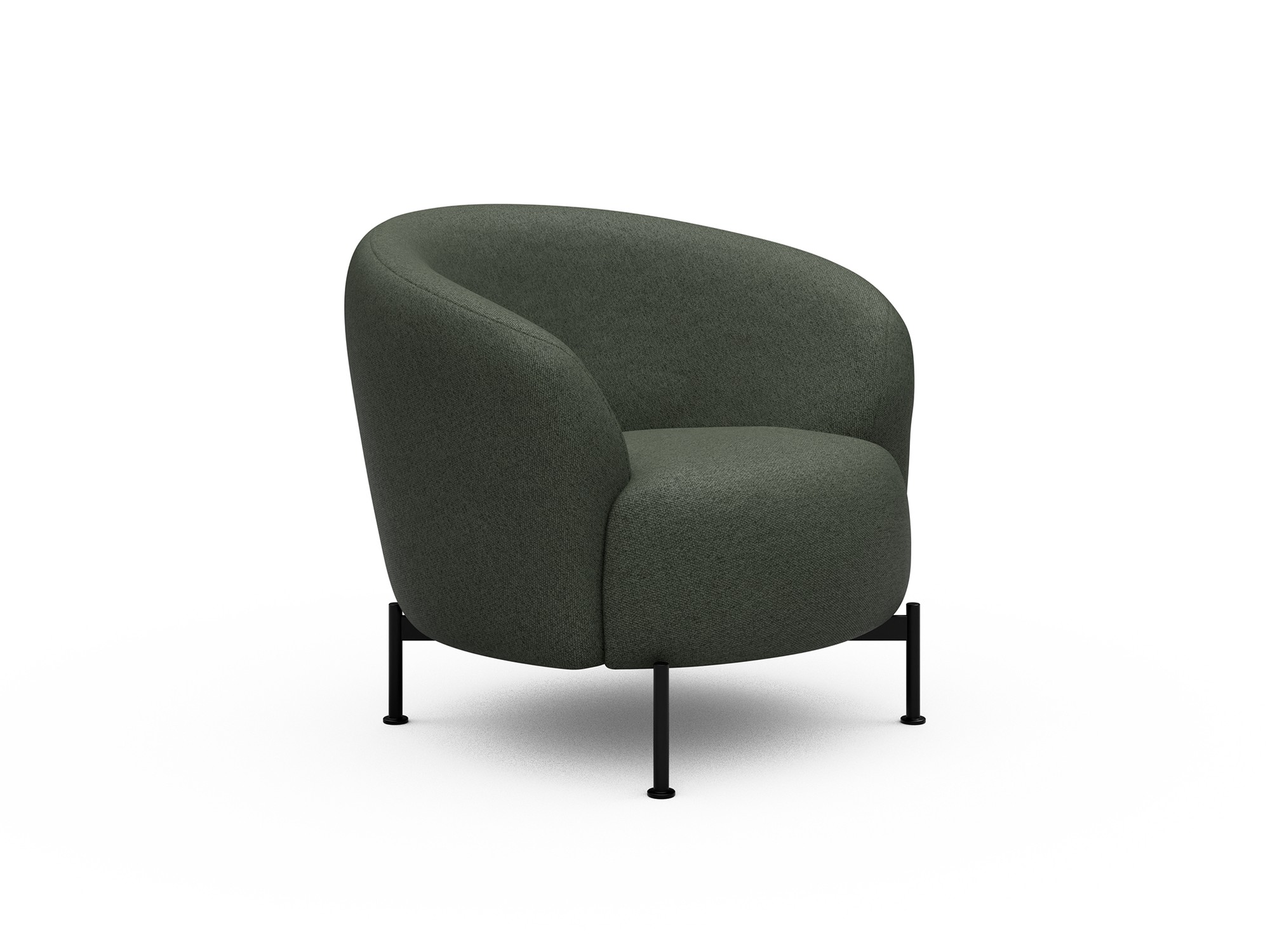 Sessel Ronda X-Metallgestell Schwarz Strukturierter Stoff Denari 488-Forest-Green