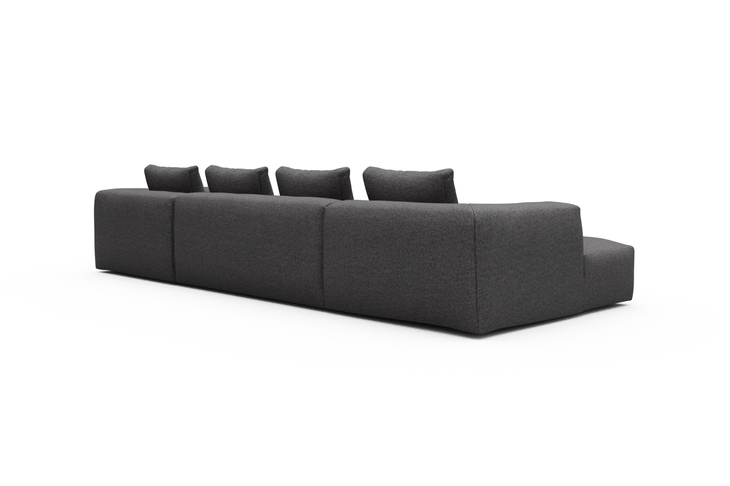 Wohnlandschaft Fred Relax-Ecke rechts mit 2-Sitzer und Chaiselongue links Sama-Antracite