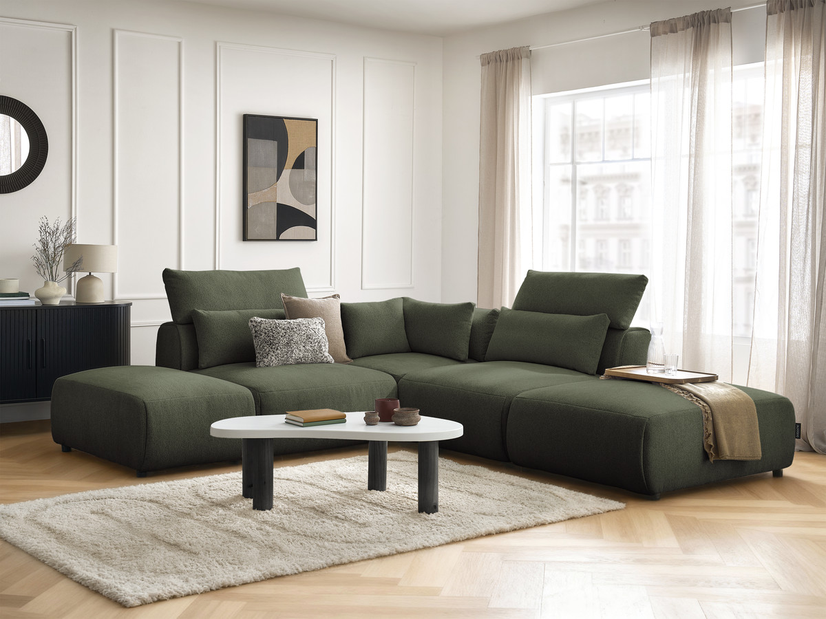 Bobochic Jana Ecksofa Melange-Stoff Grün