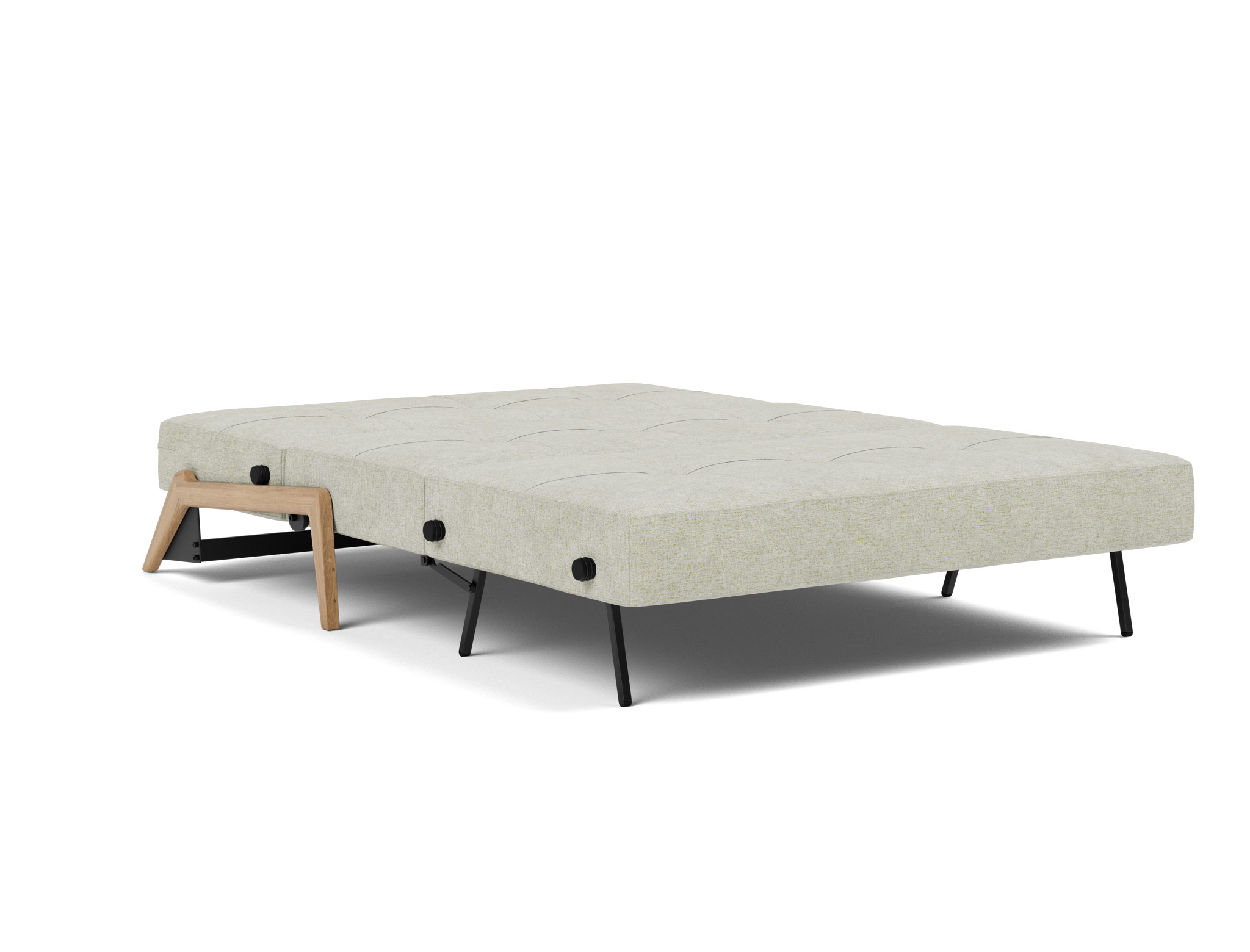Schlafsofa Cubed 140 Flachgewebe Avella 280-Sand Beine Eiche