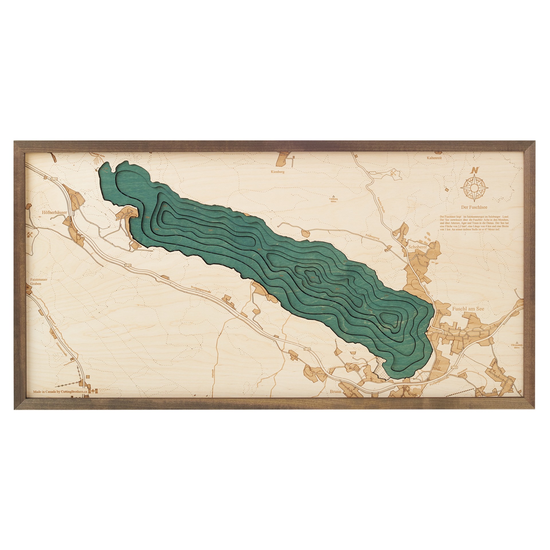 Cutting Brothers 3D Holz-Wandkarte Fuschlsee 81x40.5 cm