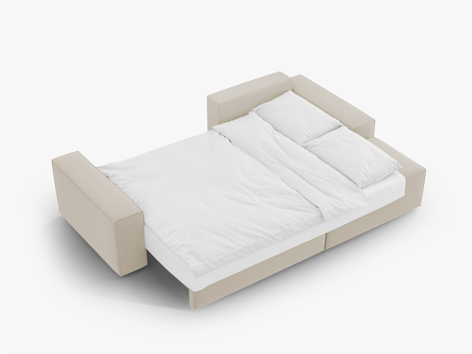 Micadoni Schlaf-Ecksofa Jodie 3-Sitzer Rechts Samt Dunkelbeige