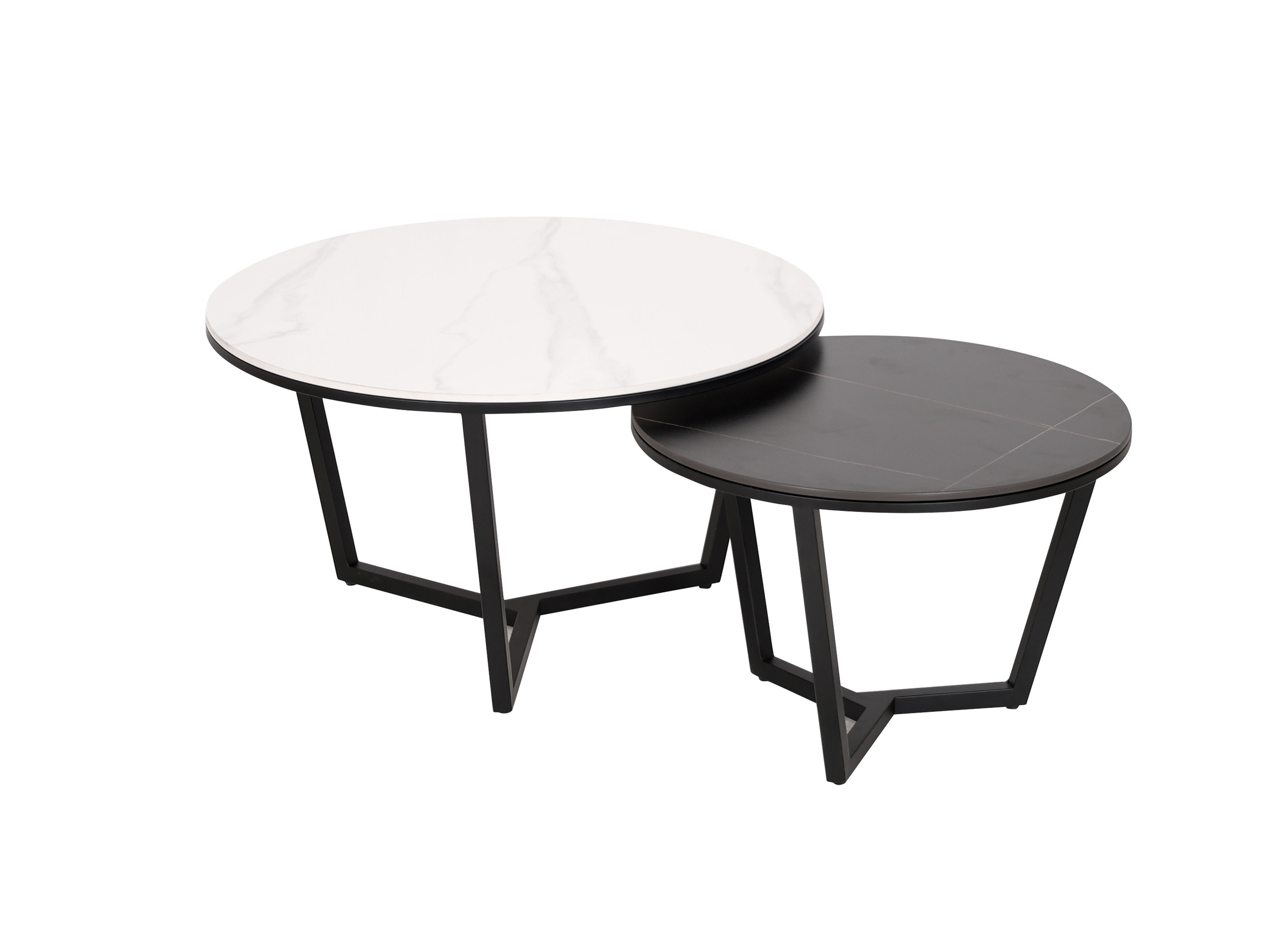 Livin Hill Couchtisch Set Modig Schwarze Beine, schwarz/weiße Tischplatte M66