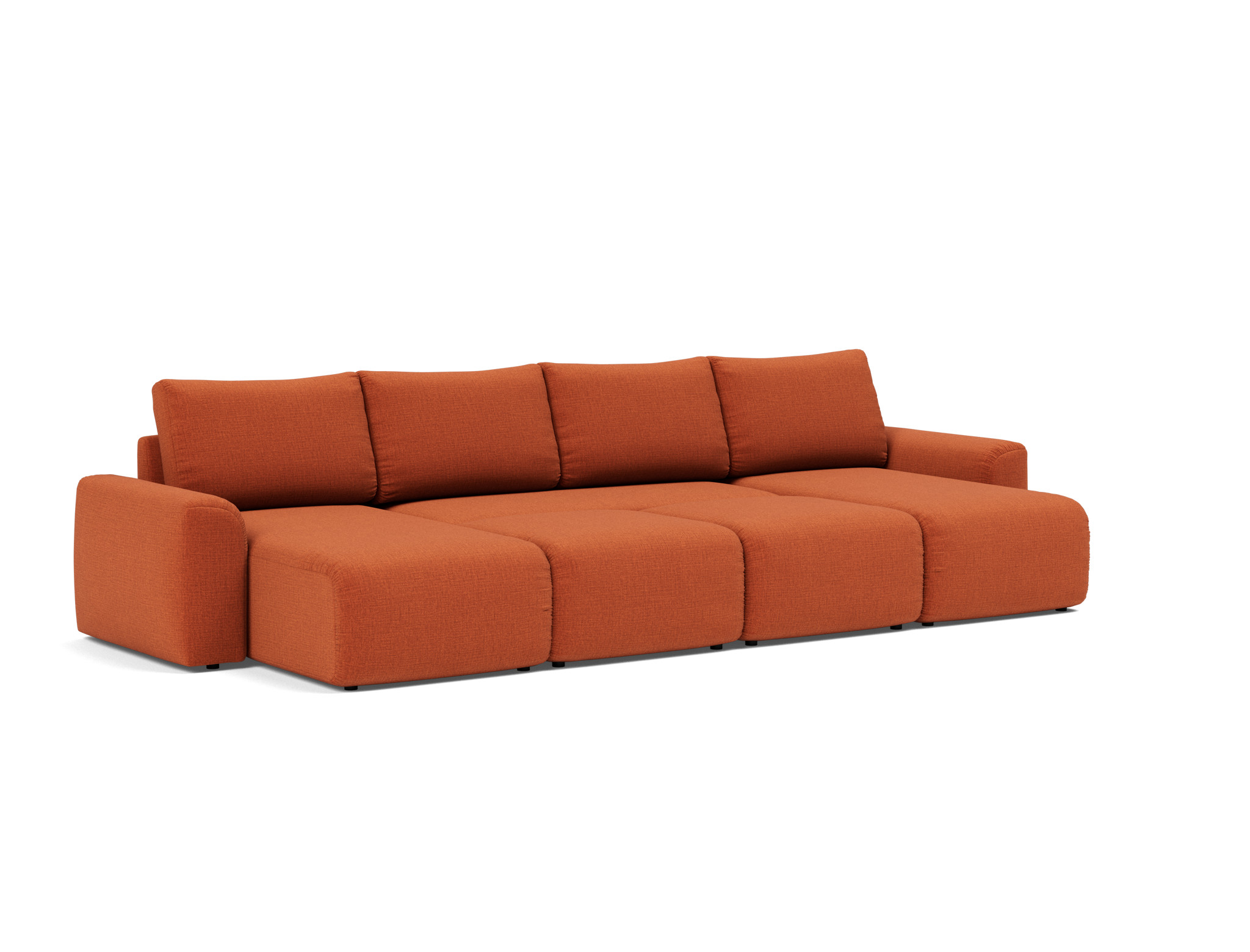 Schlafsofa Norum U-Form mit Chunky-Armlehnen Chenille Esina 412-Rust-Orange