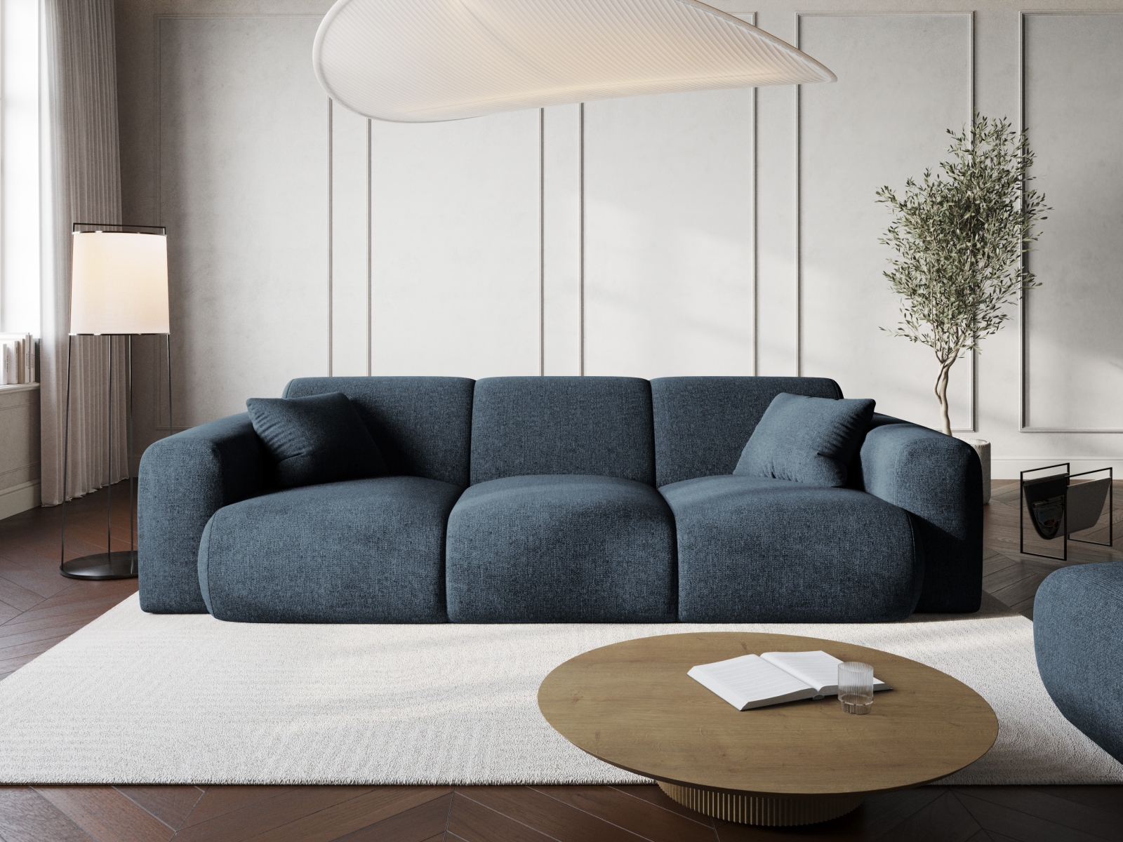 Cosmopolitan Design Sofa Nolio 3-Sitzer Chenille Haga Königsblau