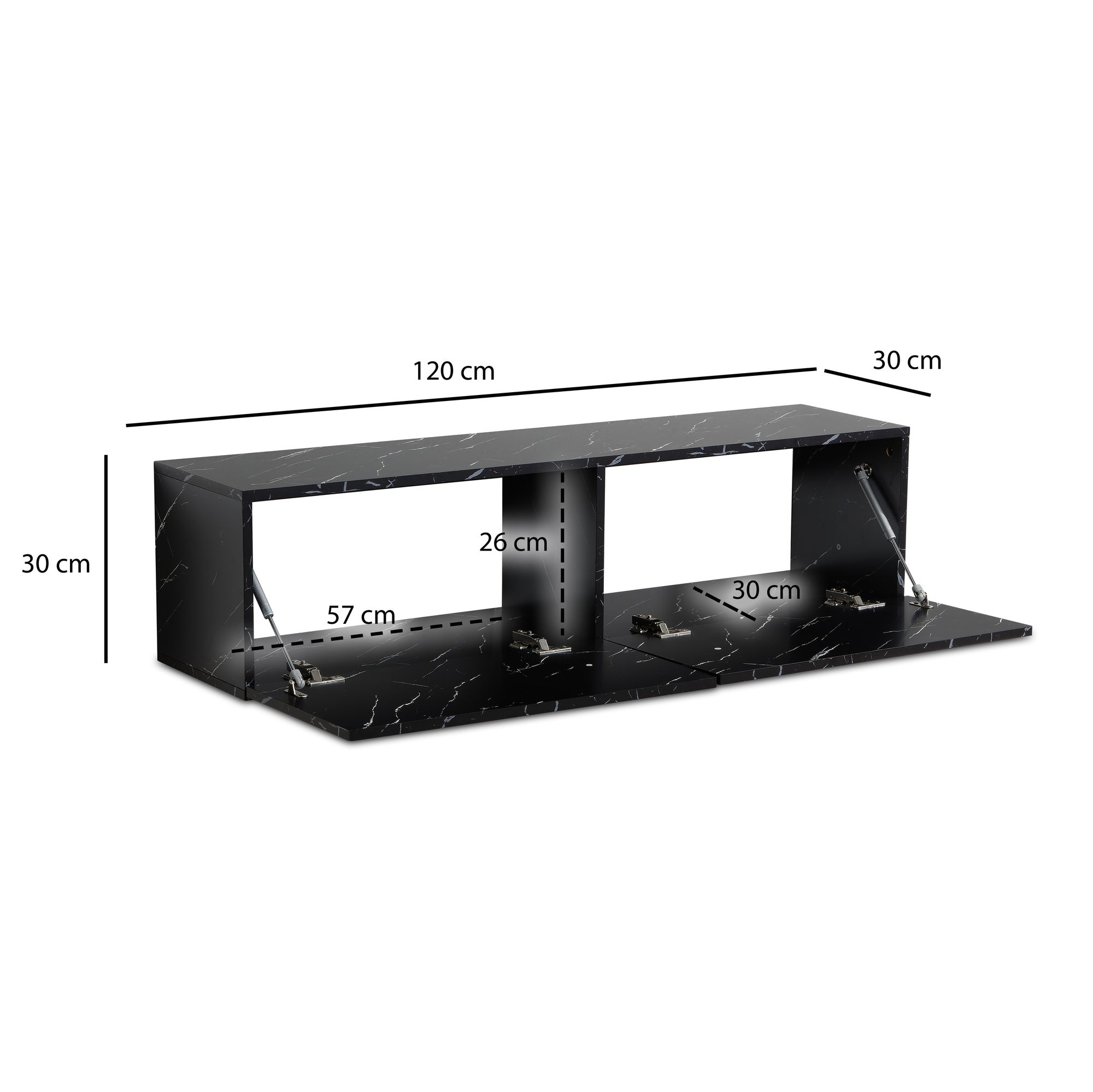 TV-Board Haugland Marmoroptik Schwarz Breite 120 cm