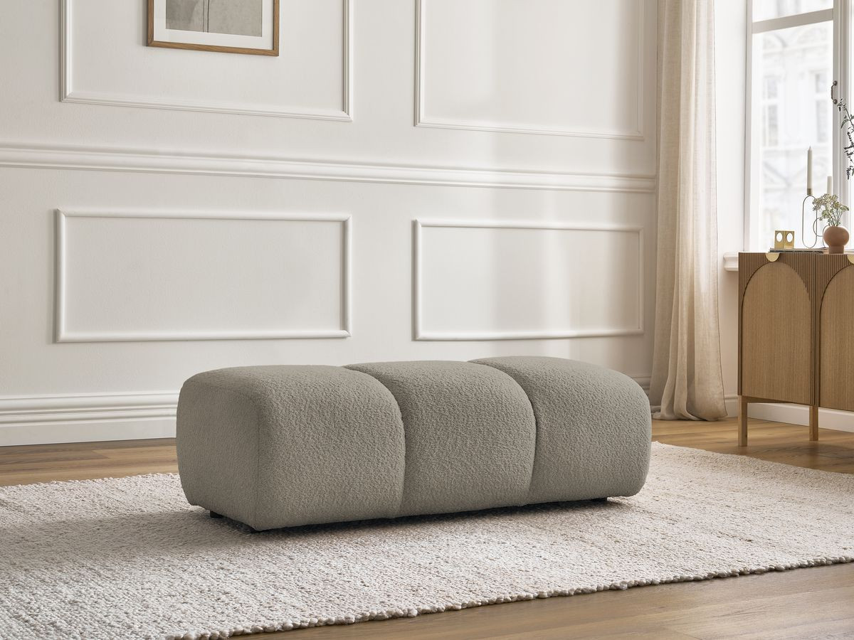 Bobochic Pamira Pouf Bouclé-Stoff Taupe