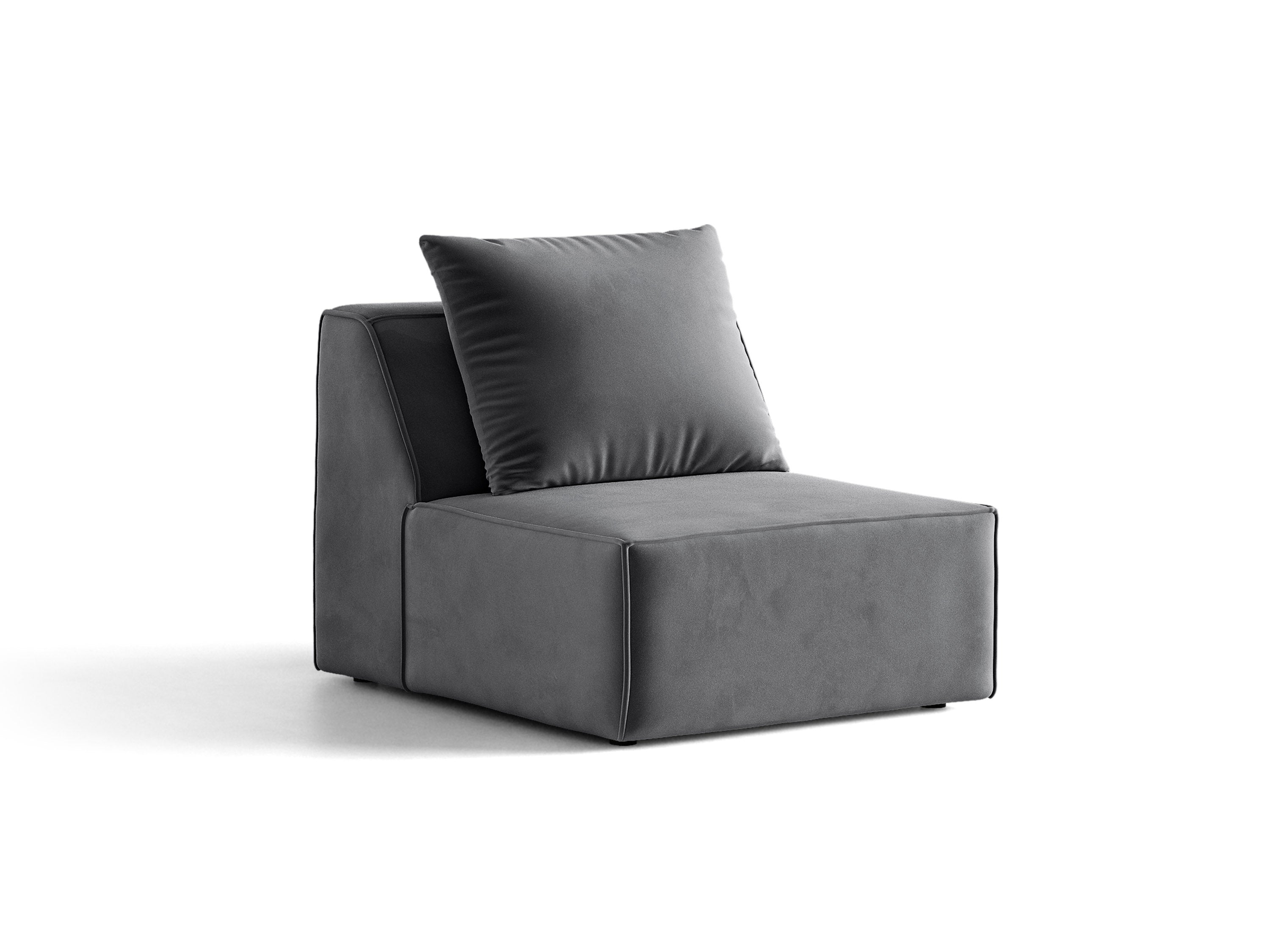 Micadoni Sessel ohne Armlehnen Jodie 1-Sitzer Samt Bluvel Grau