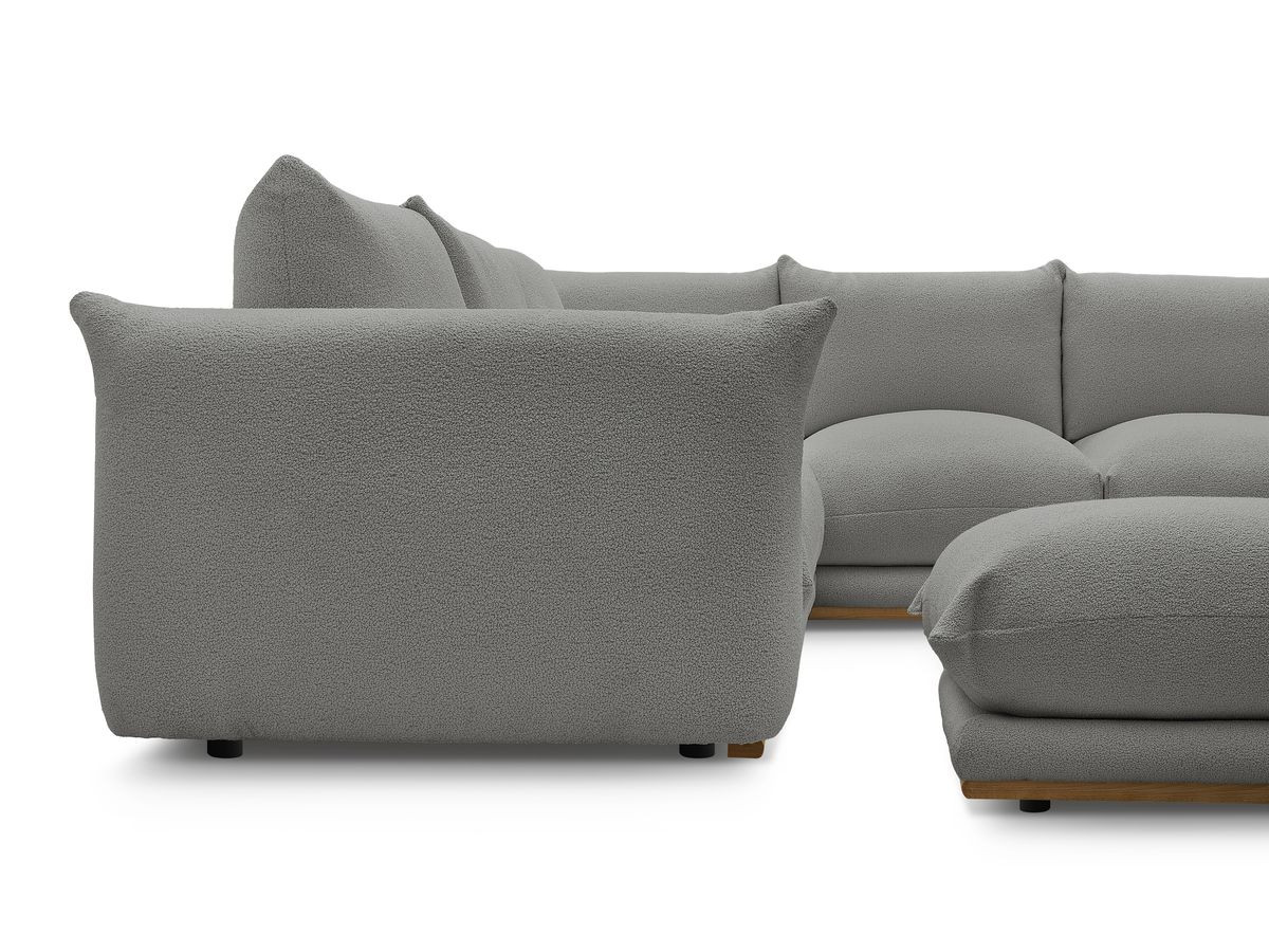 Bobochic Ernest Ecksofa mit Pouf Bouclé-Stoff Dunkelgrau