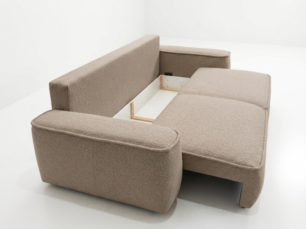 Bobochic Honore Schlafsofa 3-Sitzer mit Bettkasten Chenille Braun
