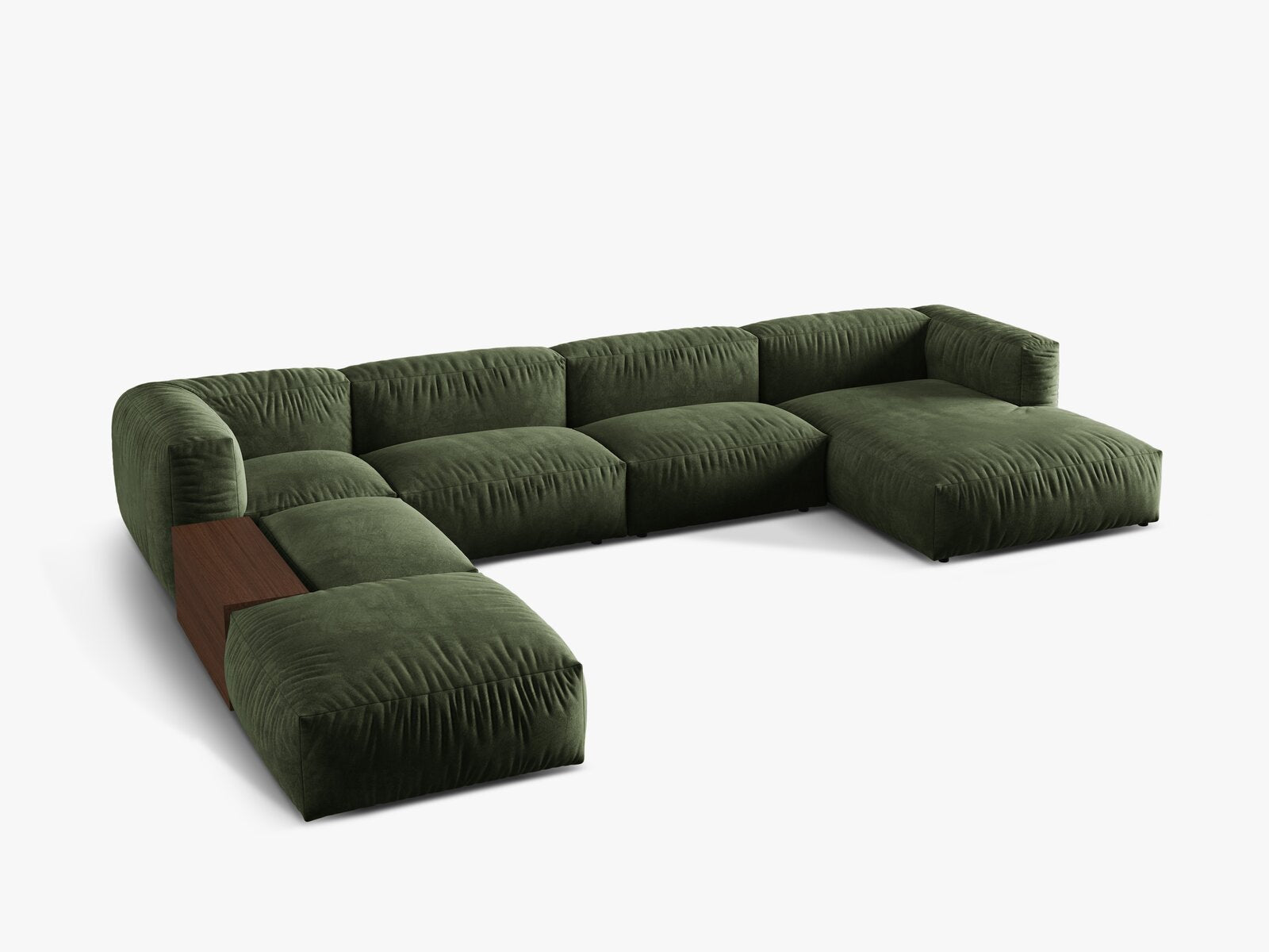 Micadoni Panorama-Ecksofa Martina 5-Sitzer Links Samt Grün