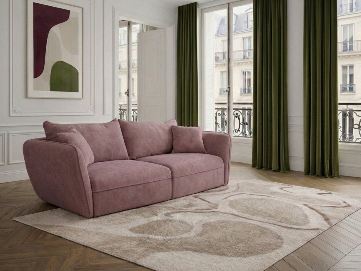 Bobochic Luigi Sofa 3-Sitzer Strukturstoff Rosa