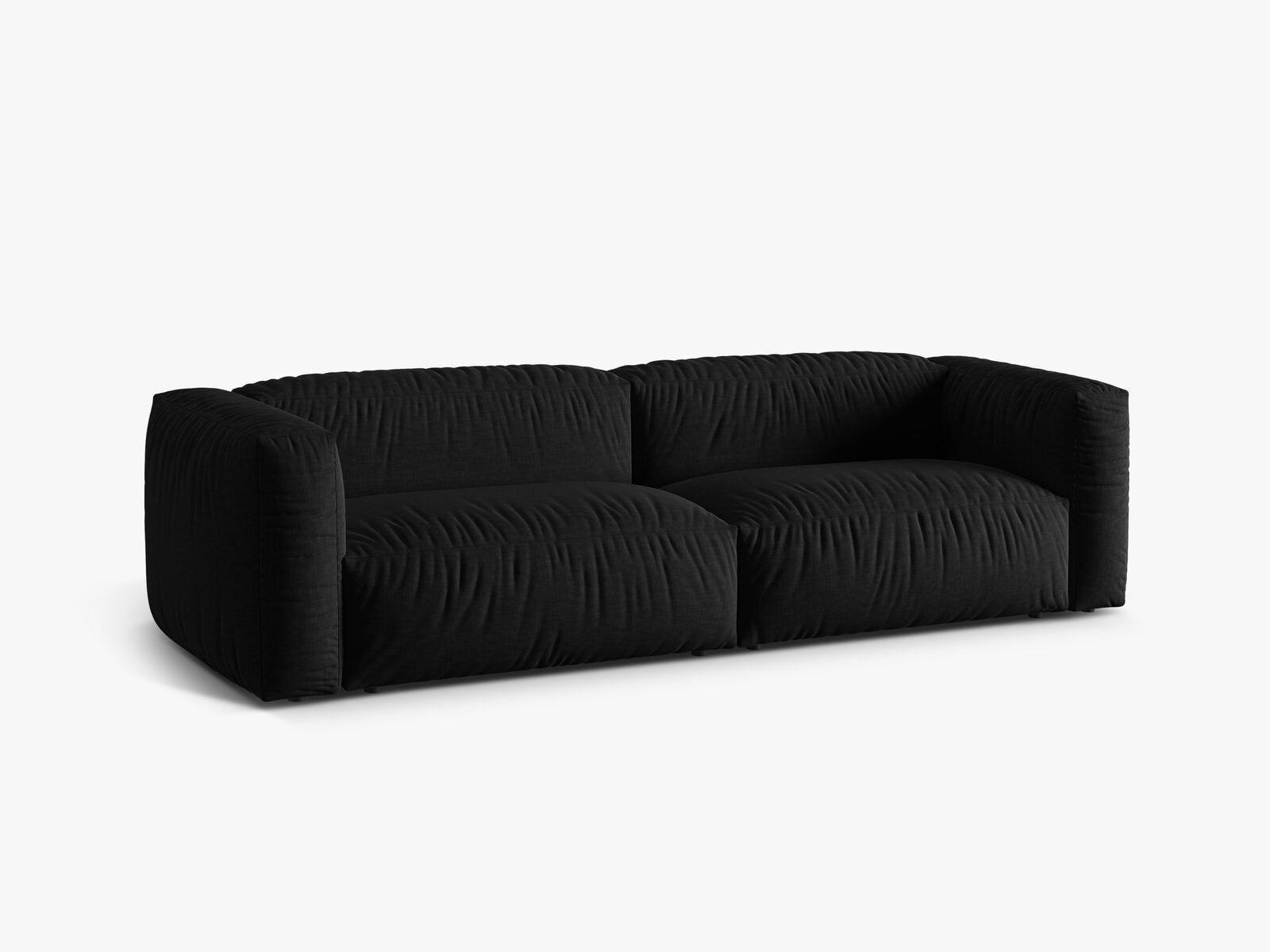 Micadoni Sofa Martina 3-Sitzer Strukturierter Stoff Boston Schwarz