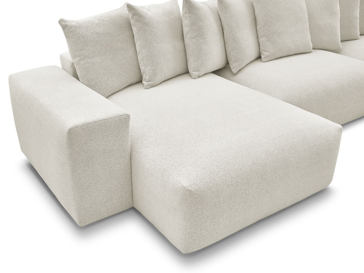 Bobochic Voltaire Wohnlandschaft mit Pouf 420 × 174 cm, Liegefläche 135 × 345 cm Melange-Stoff Weiß