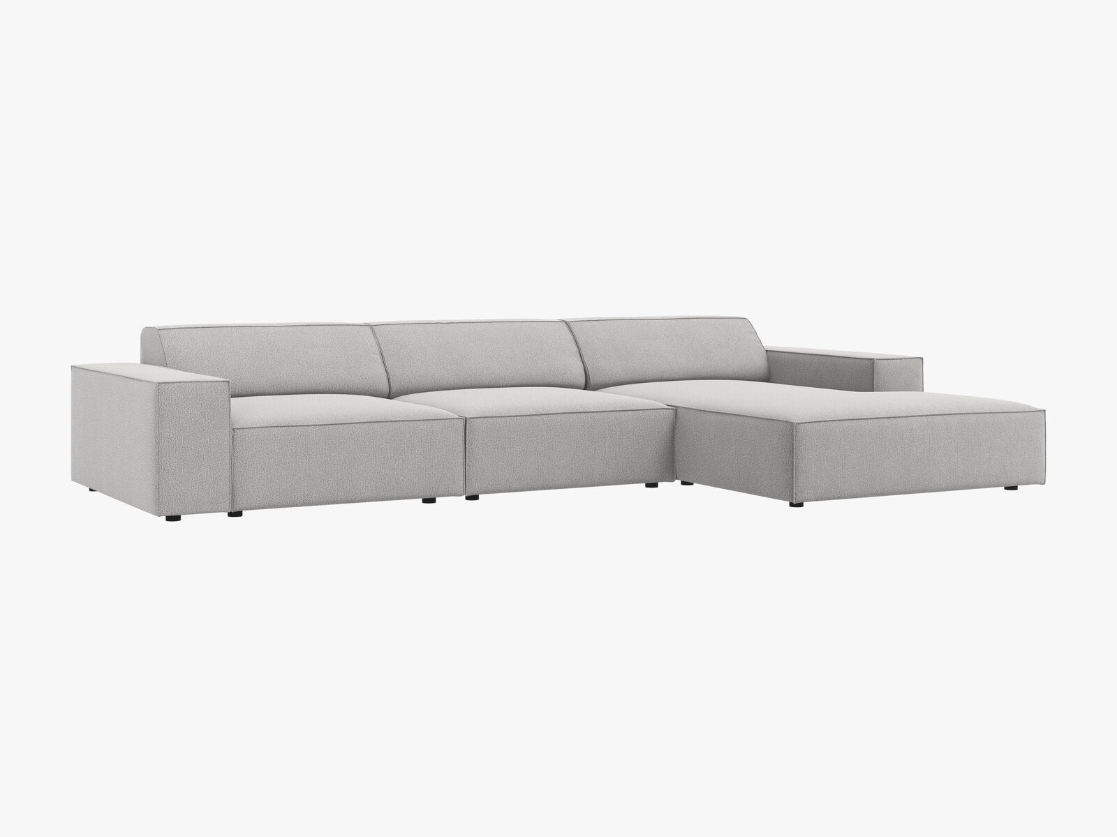 Micadoni Ecksofa Jodie 4-Sitzer Rechts Strukturierter Stoff Megan Hellgrau