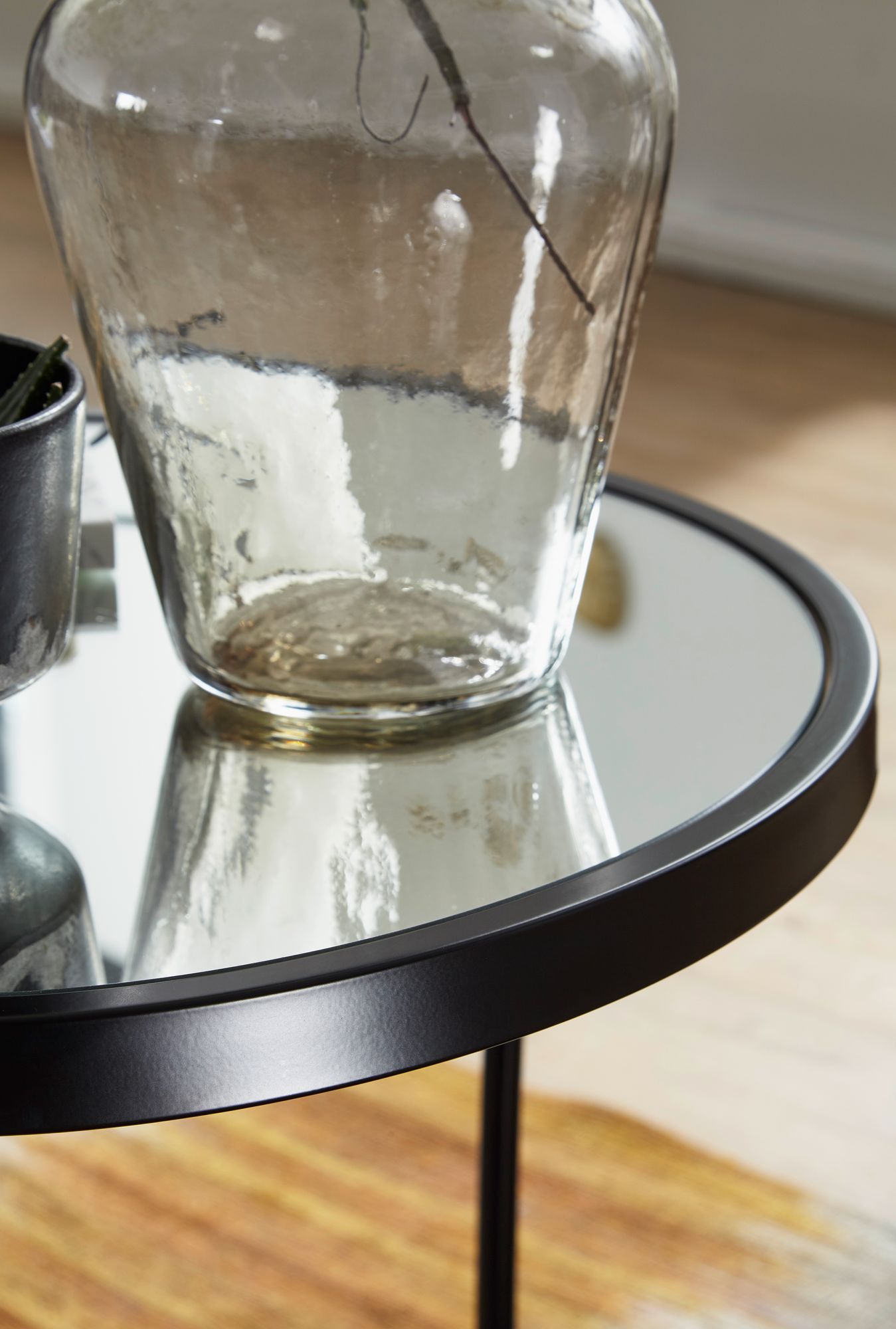 Satztisch 2er-Set Rebild Glas Schwarz Ø 50 cm