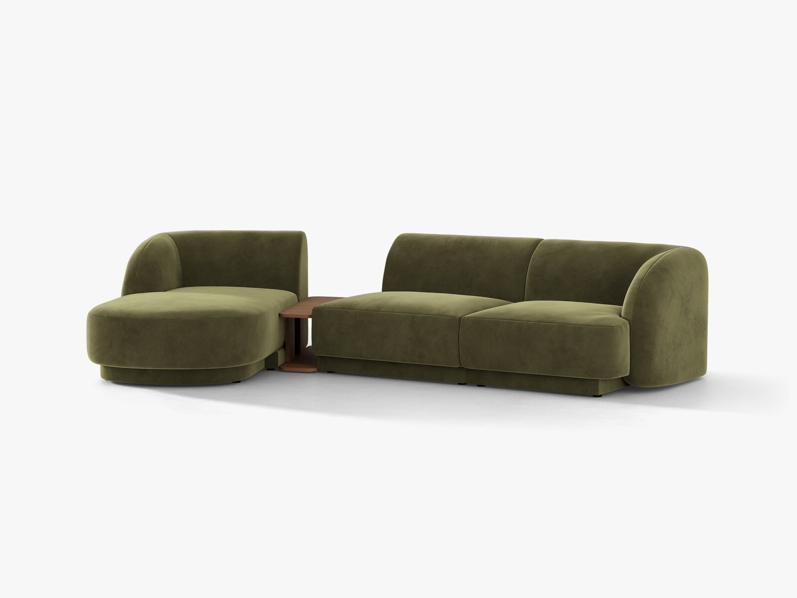 Micadoni Modulares Sofa Miley mit Recamiere 3-Sitzer Links Samt Bluvel Grün