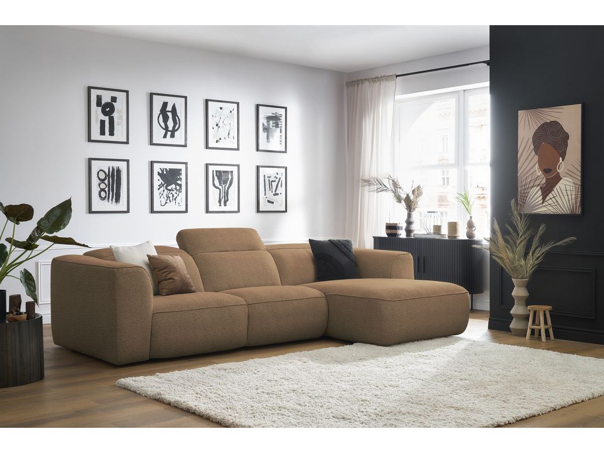 Bobochic William Ecksofa Melange-Stoff Orange Ecke rechts