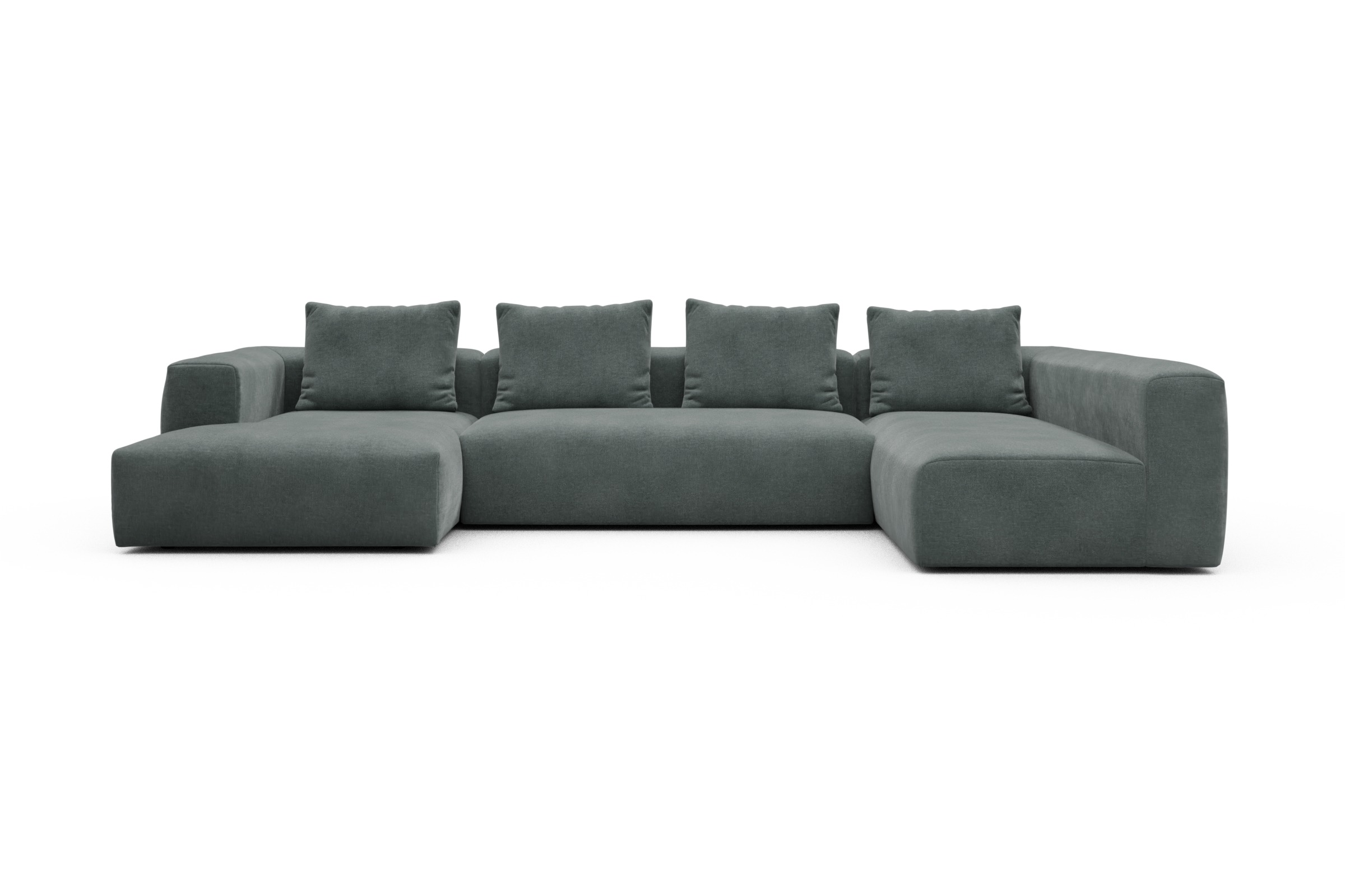 Skandi Home Wohnlandschaft Fred Chaiselongue links mit 2-Sitzer und lange Armlehne rechts Smooth-Silver-Grey moebelfaktor