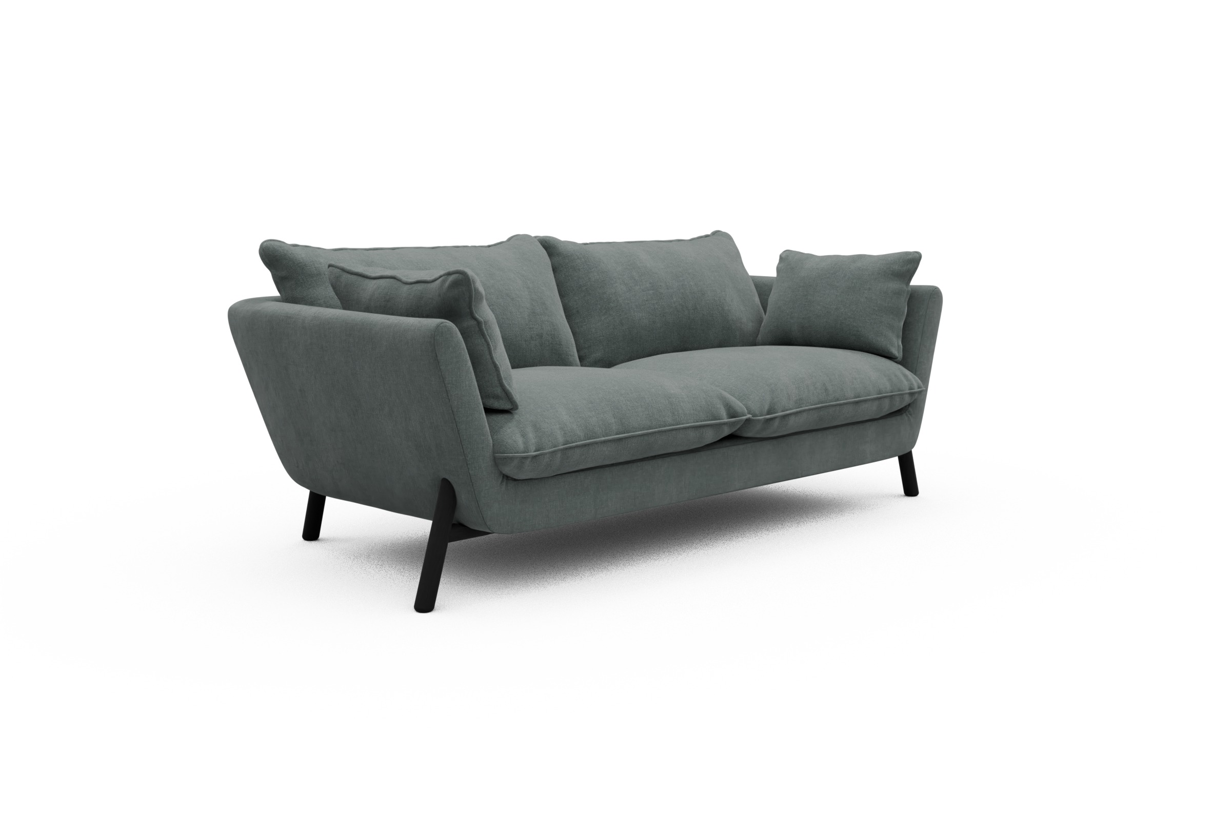 Sofa Emil PREMIUM 2-Sitzer Beinfarbe Eiche Schwarz Smooth-Silver-Grey