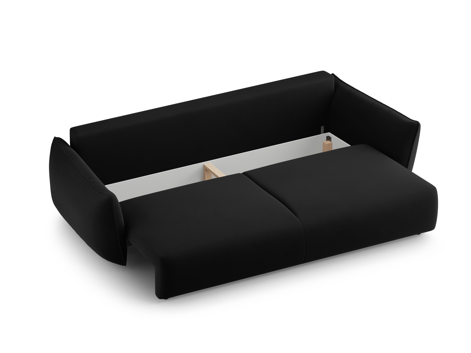 Cosmopolitan Design Schlafsofa Matera 3-Sitzer mit Bettkasten Samt Salvador Schwarz