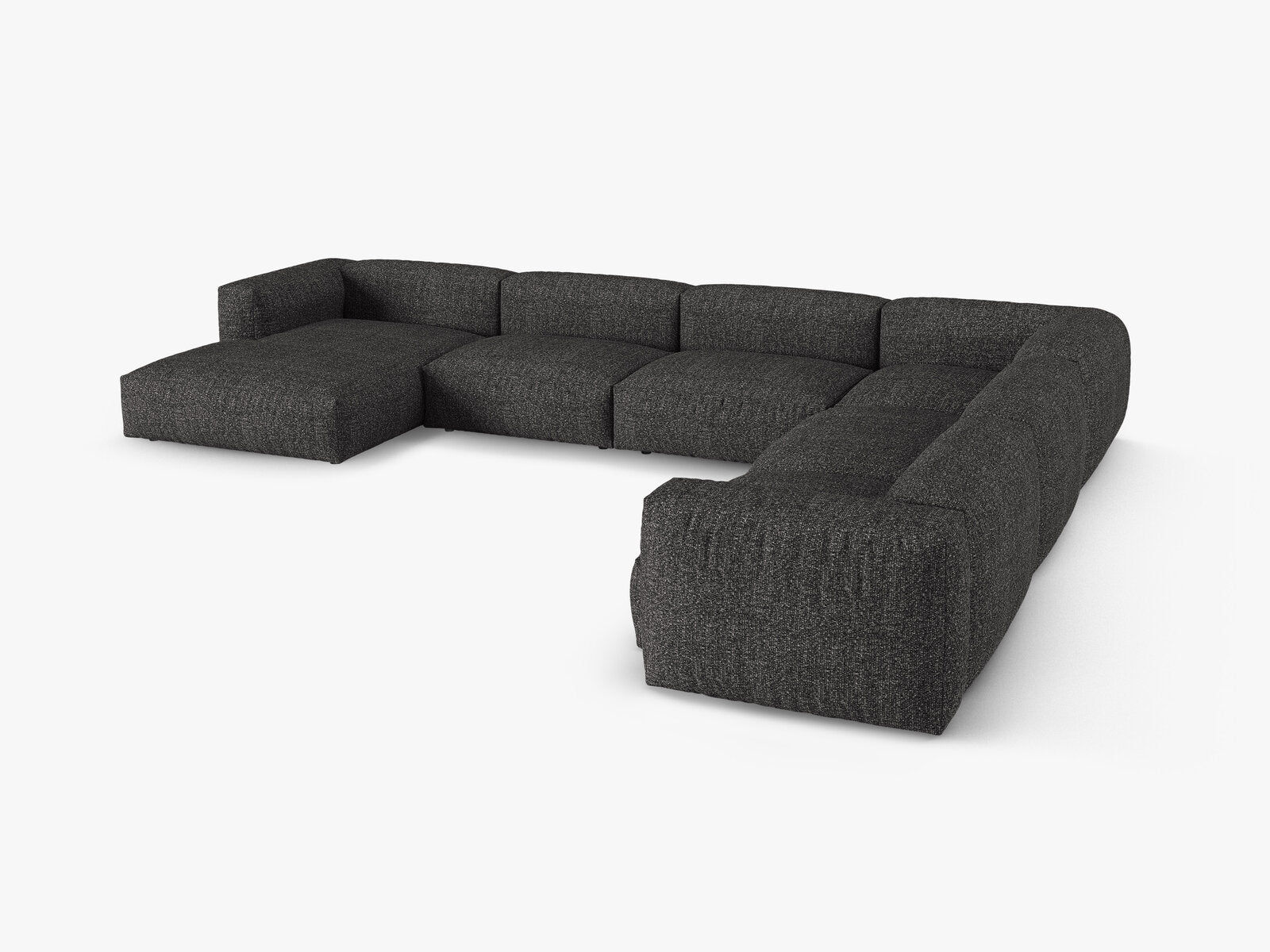 Micadoni modulares Ecksofa XL Martina 6-Sitzer 90cm Sitztiefe Rechts Boucle Monet Anthrazit