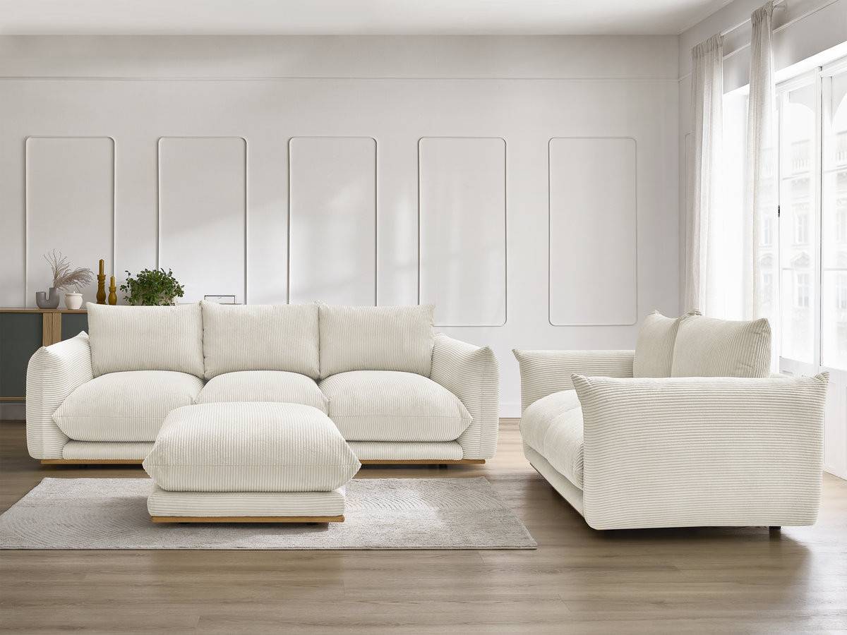 Bobochic Ernest Sofa 5-Sitzer mit Pouf Cordsamt Beige