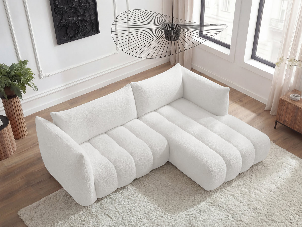 Bobochic Azra Ecksofa 262 × 178 cm Bouclé-Stoff Weiß Ecke rechts
