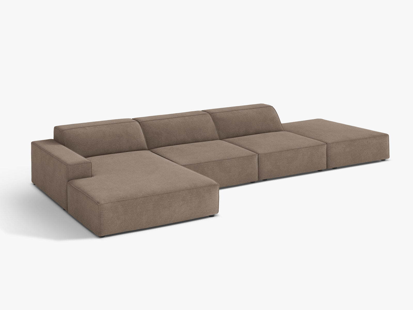 Micadoni Ecksofa Jodie 5-Sitzer Links Strukturierter Stoff Liberty Cappuccino