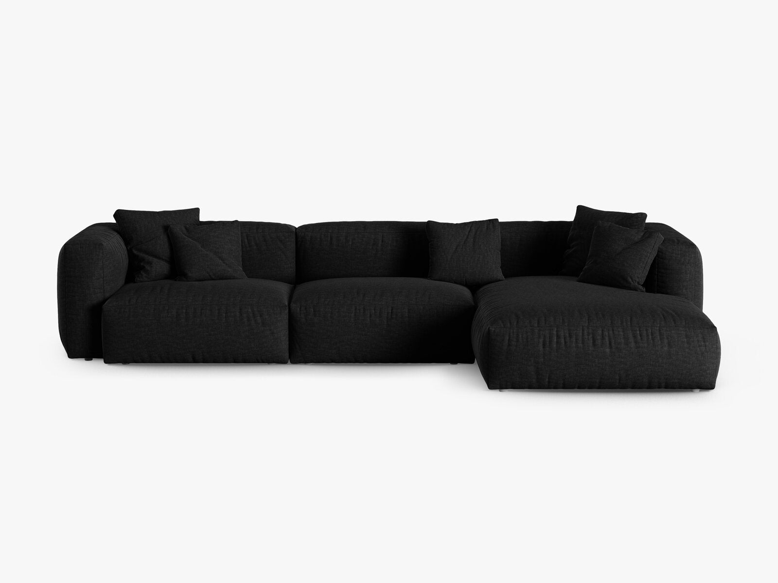 Micadoni Ecksofa Martina 3-Sitzer 90cm Sitztiefe Rechts Strukturierter Stoff Boston Schwarz