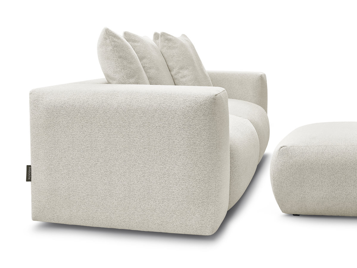 Bobochic Voltaire Sofa 4-Sitzer mit Pouf 248 × 100 cm Melange-Stoff Weiß