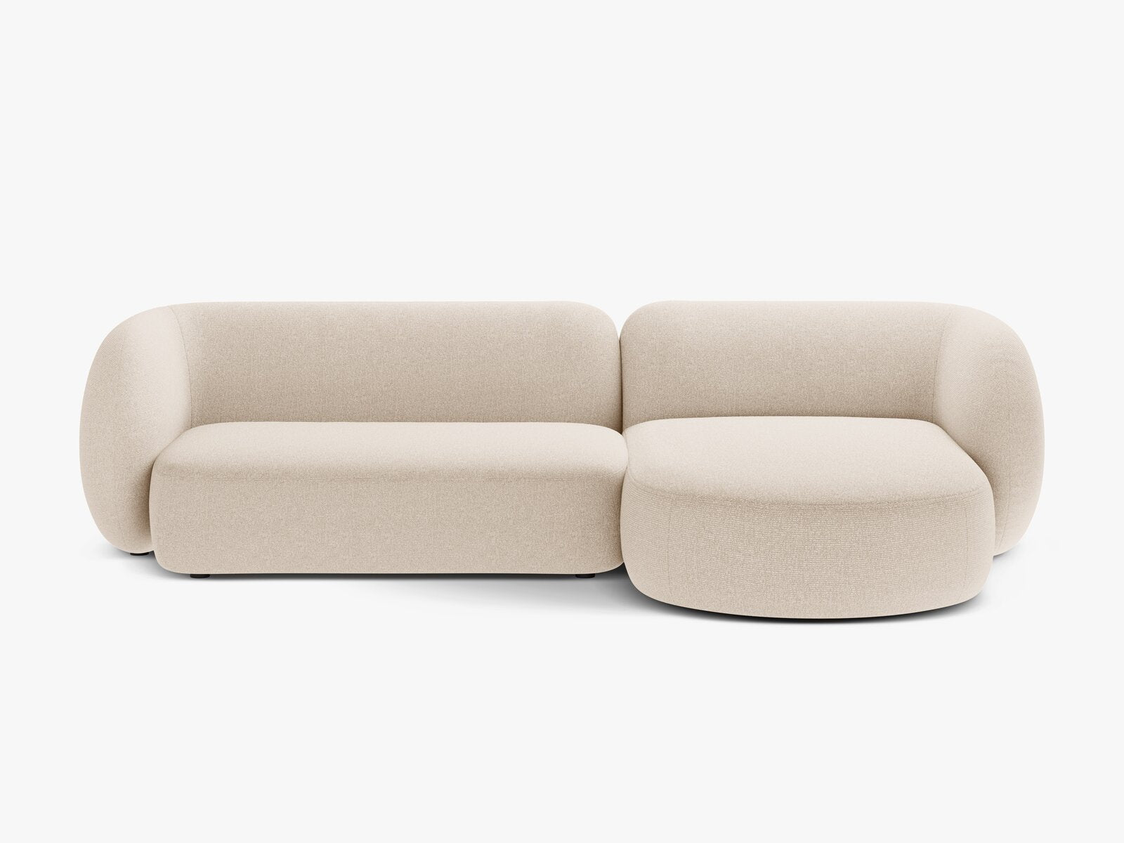 Micadoni Ecksofa Kate 3-Sitzer Rechts Strukturierter Stoff Hellbeige Melange