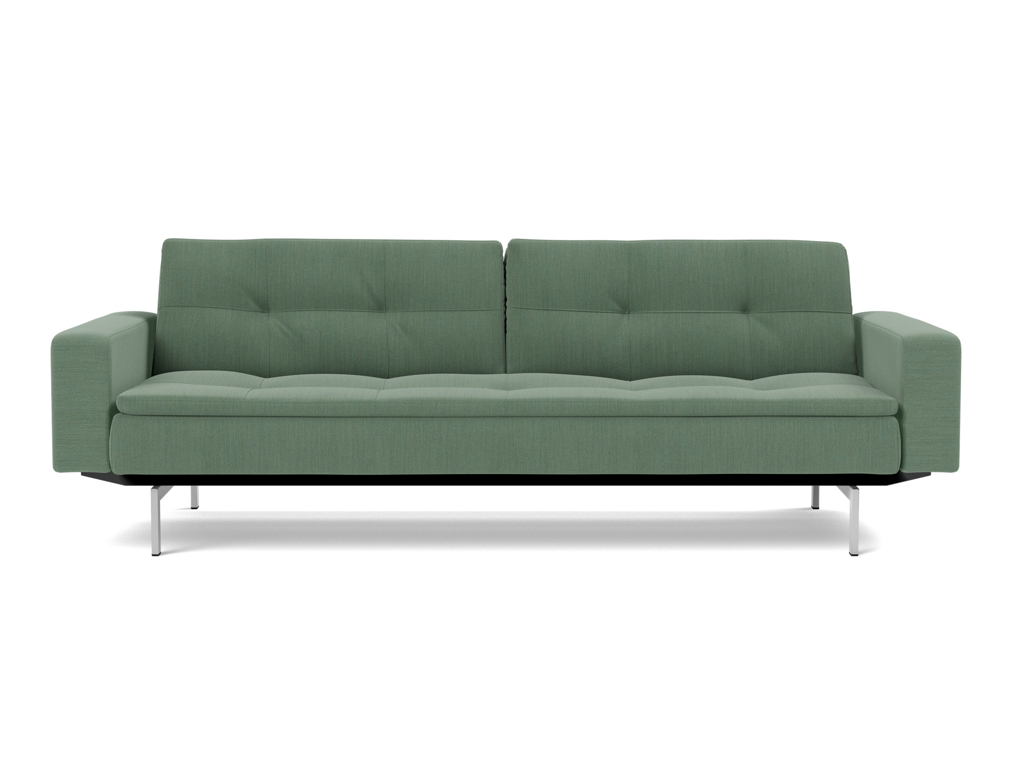 Schlafsofa Dublexo mit Armlehnen Flachgewebe Elegance 518-Green Beine Chrom